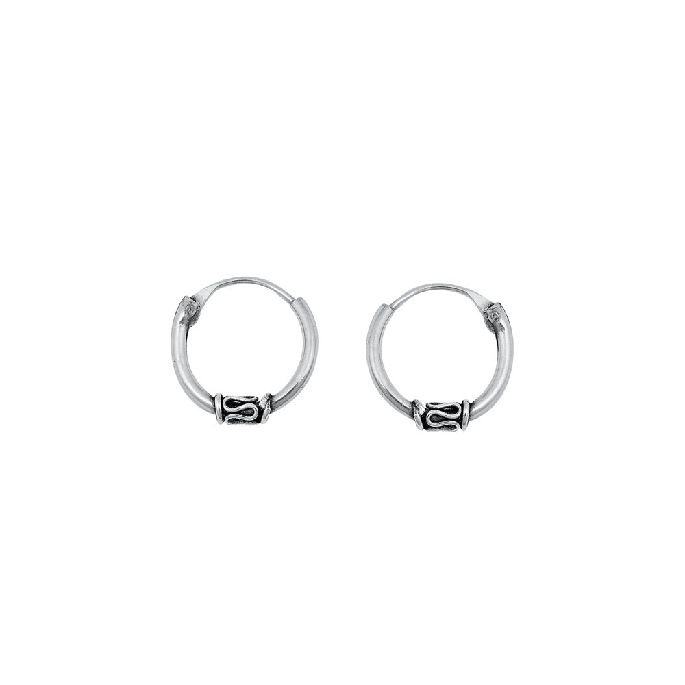 Silver Bali Hoop Earring