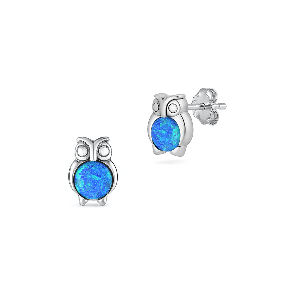 Silver Lab Opal Earring - Owl