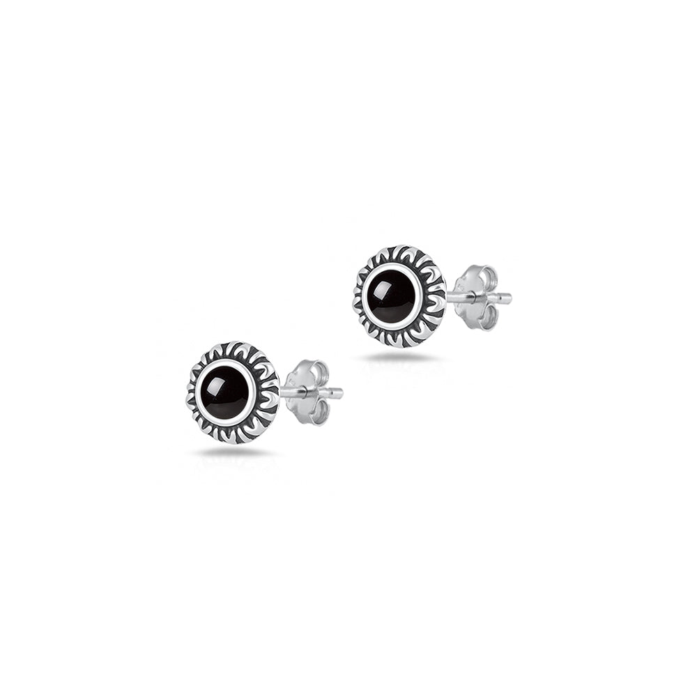 Silver Stone Earring - Sunburst