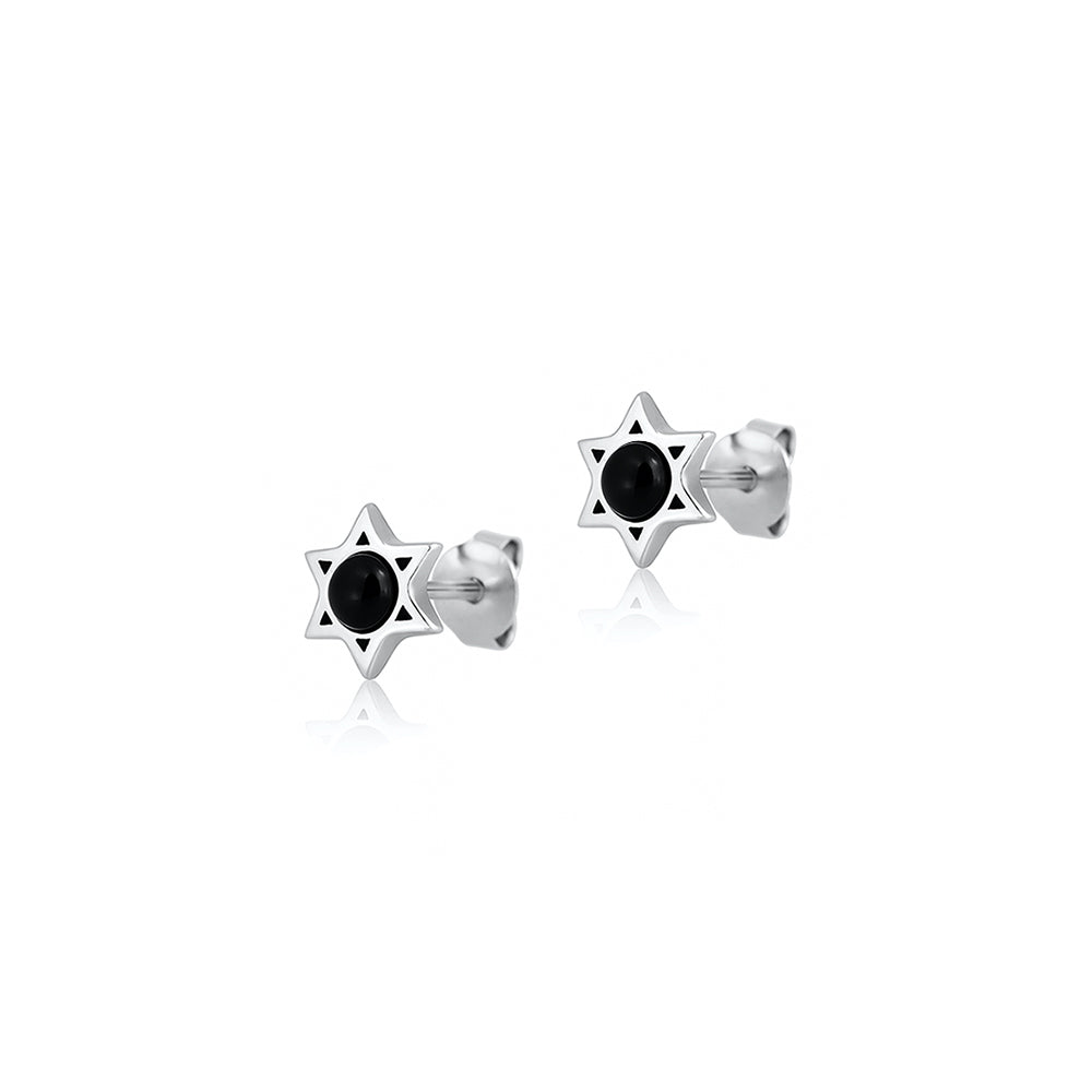 Silver Stone Earrings - Star of David