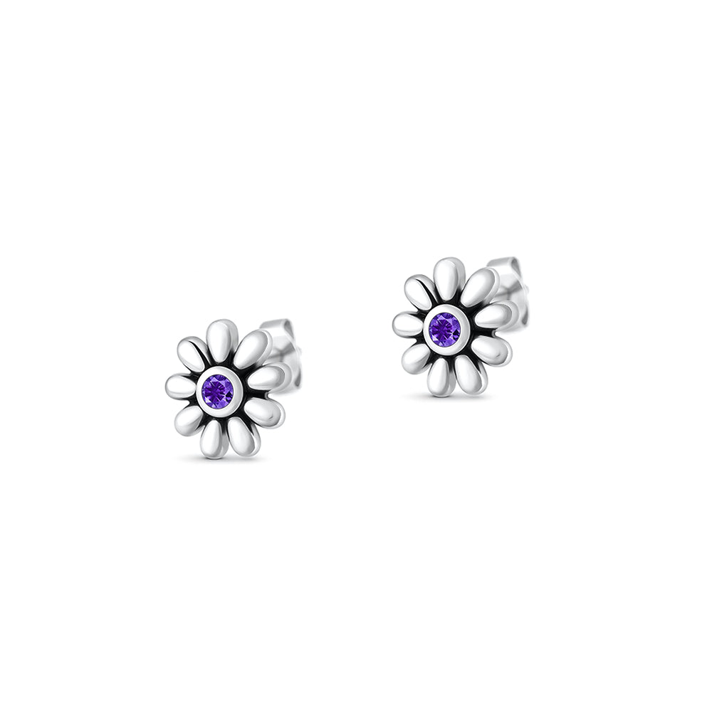 Silver CZ Earrings - Daisy