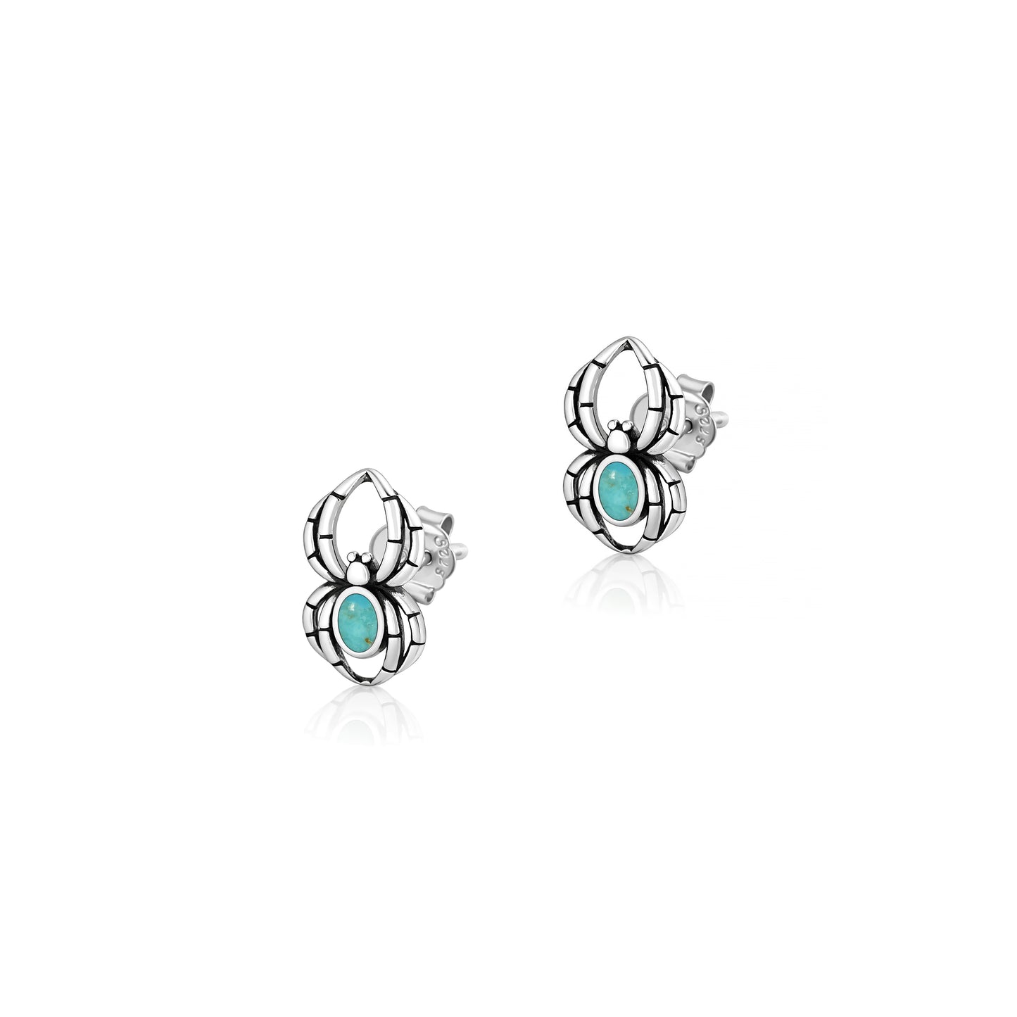 Silver Stone Earrings - Spider