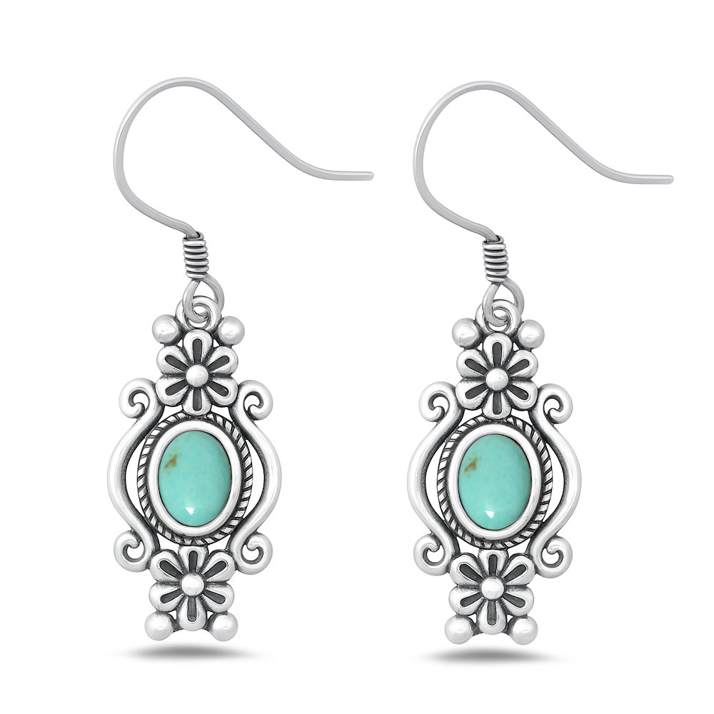 Silver Stone Earring - Flowers
