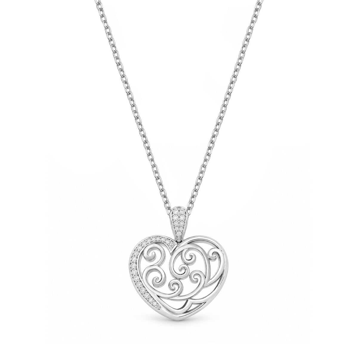 Silver CZ Necklace - Heart