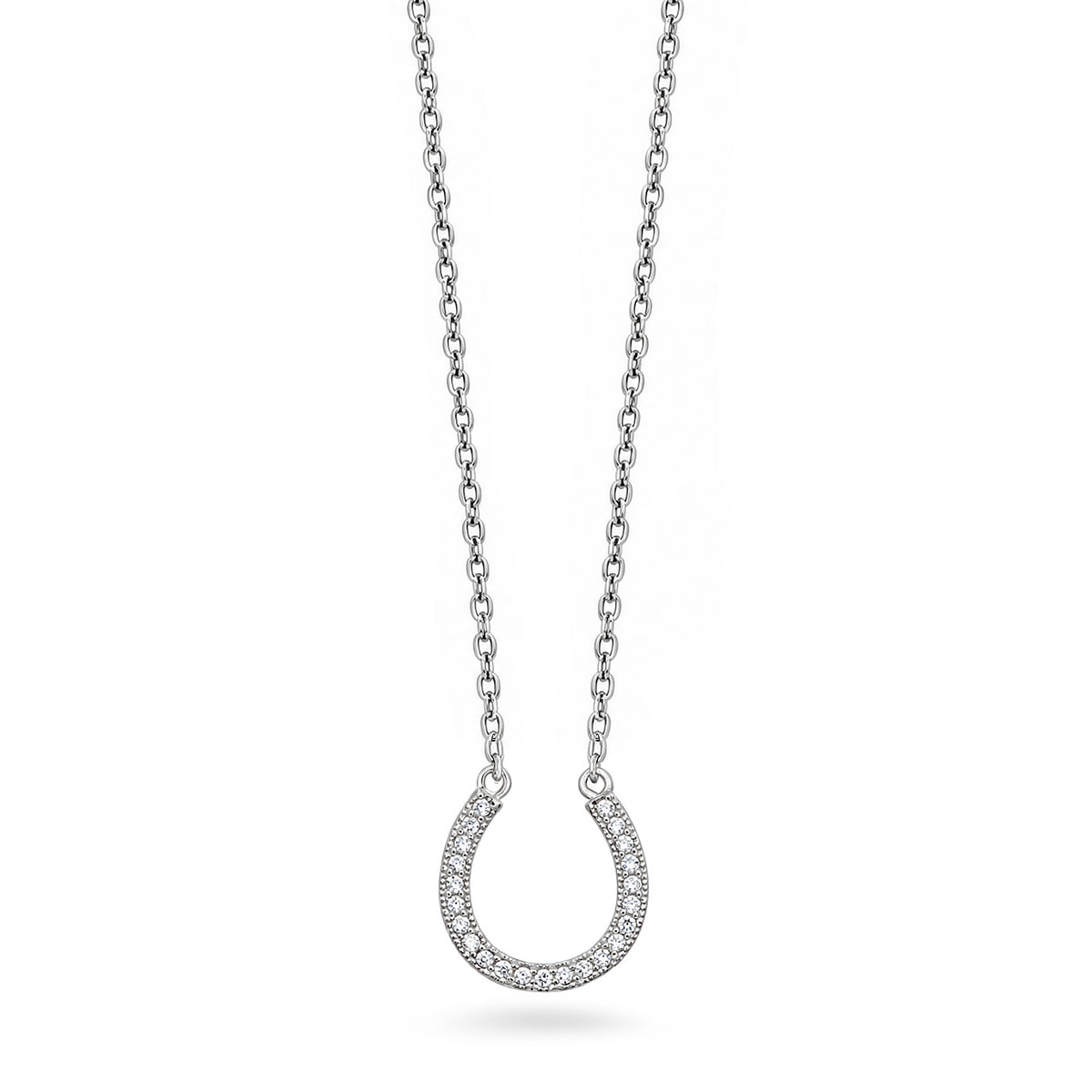 Silver CZ Necklace - Horseshoe