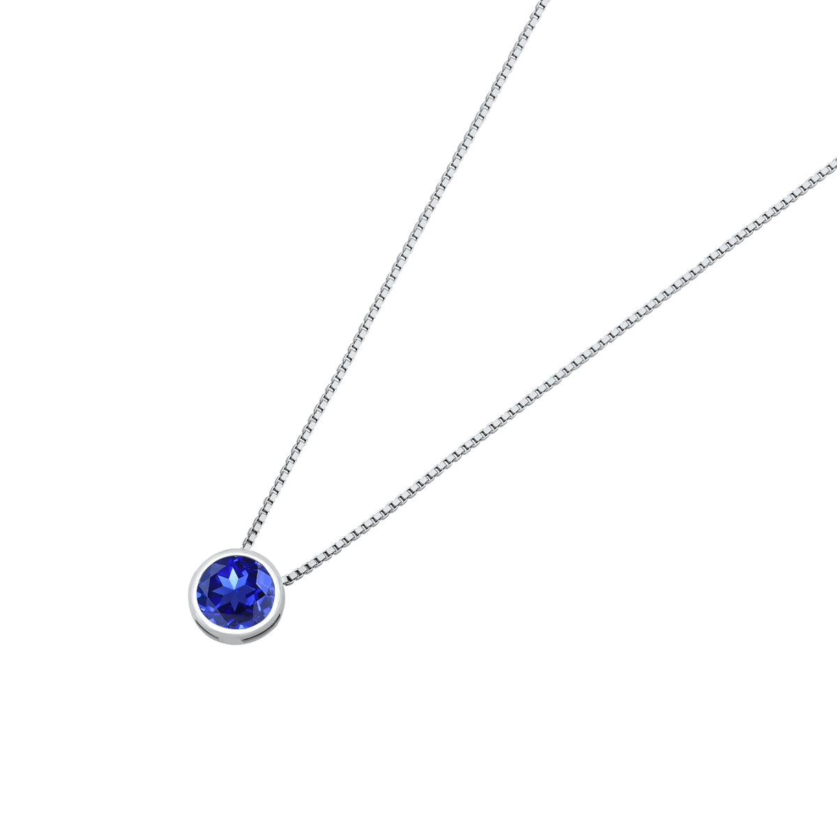 Silver CZ Necklace - Bezel Solitaire