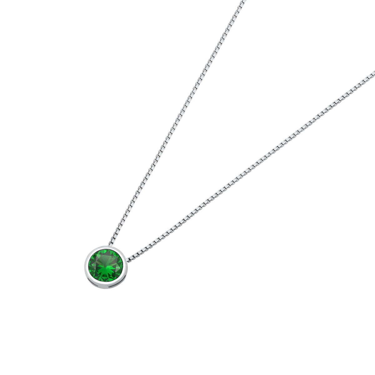 Silver CZ Necklace - Bezel Solitaire
