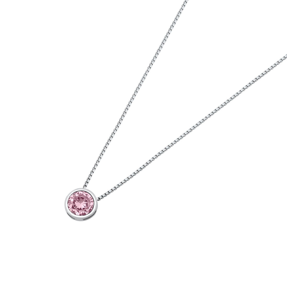 Silver CZ Necklace - Bezel Solitaire