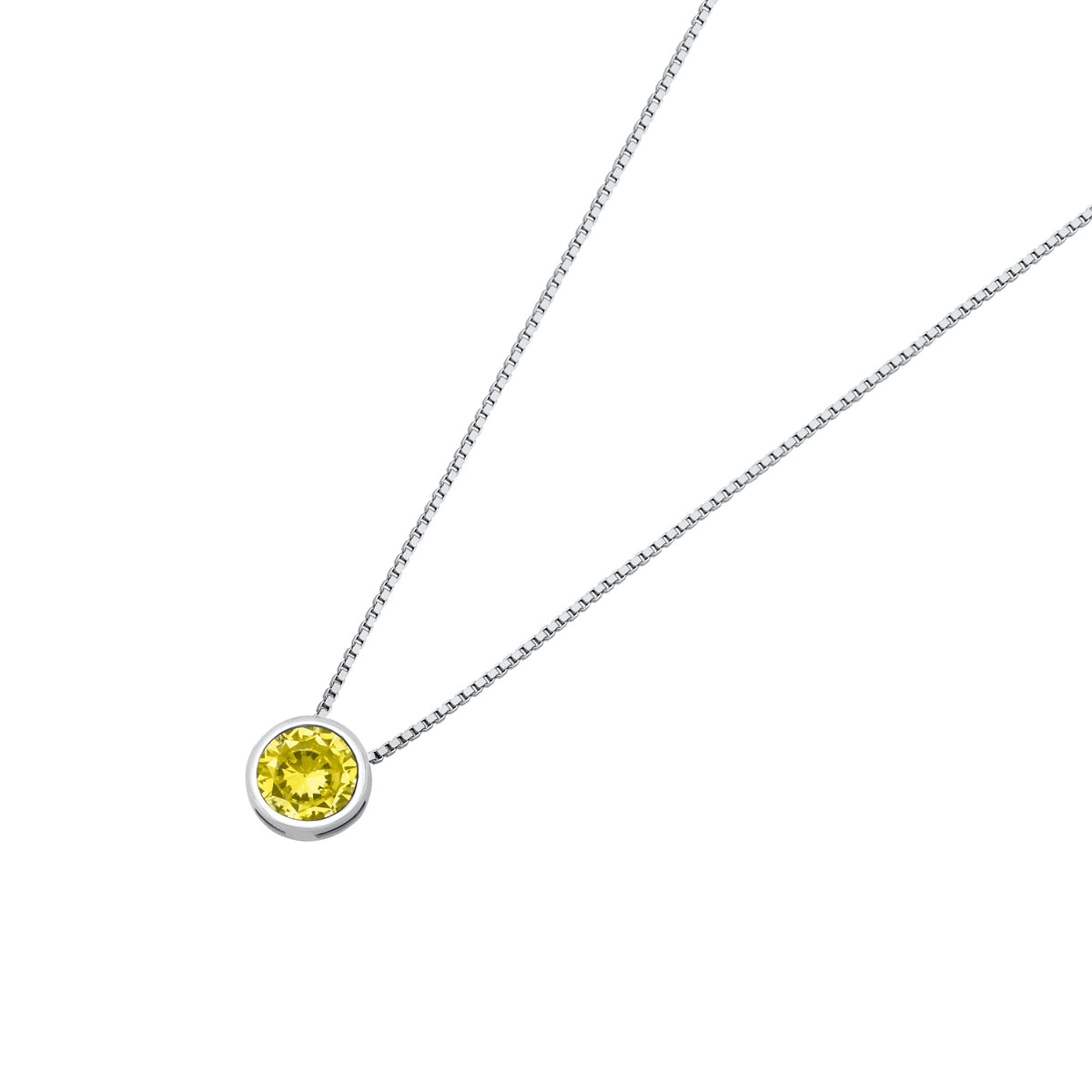 Silver CZ Necklace - Bezel Solitaire