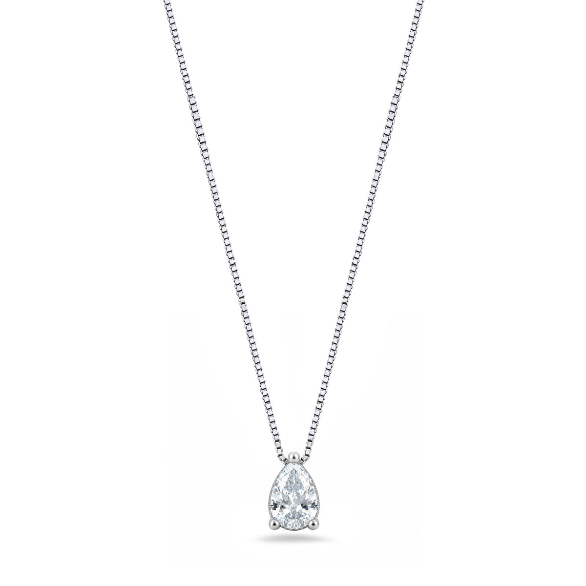 Silver Pear CZ Stone Necklace