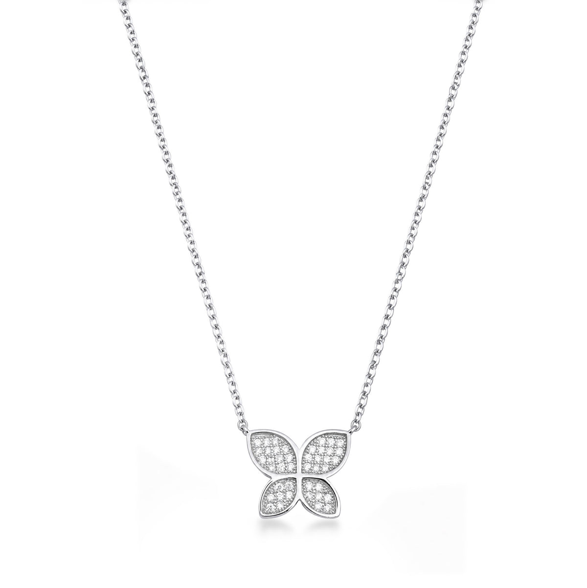 Silver CZ Necklace - Butterfly