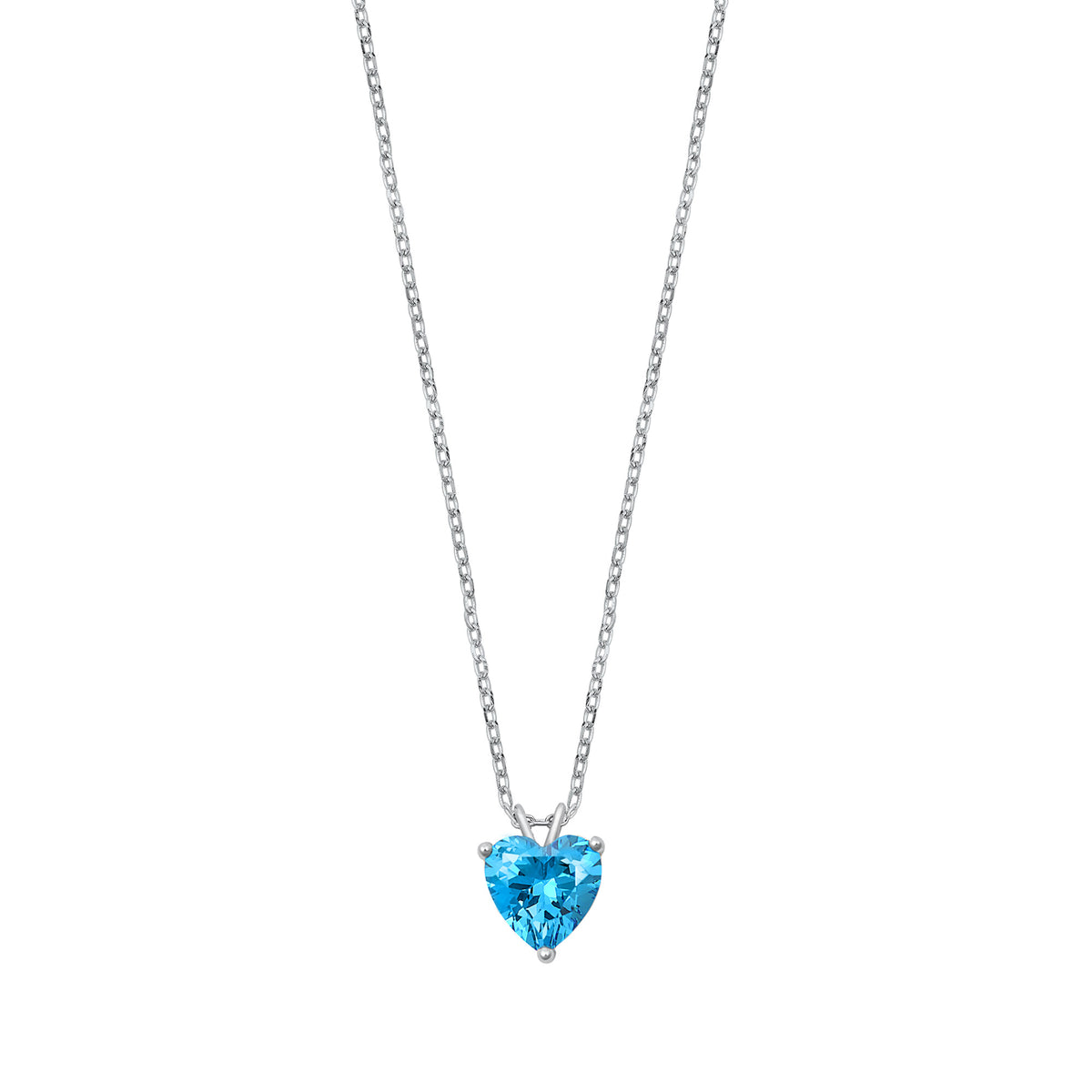Silver CZ Necklace - Heart Solitaire