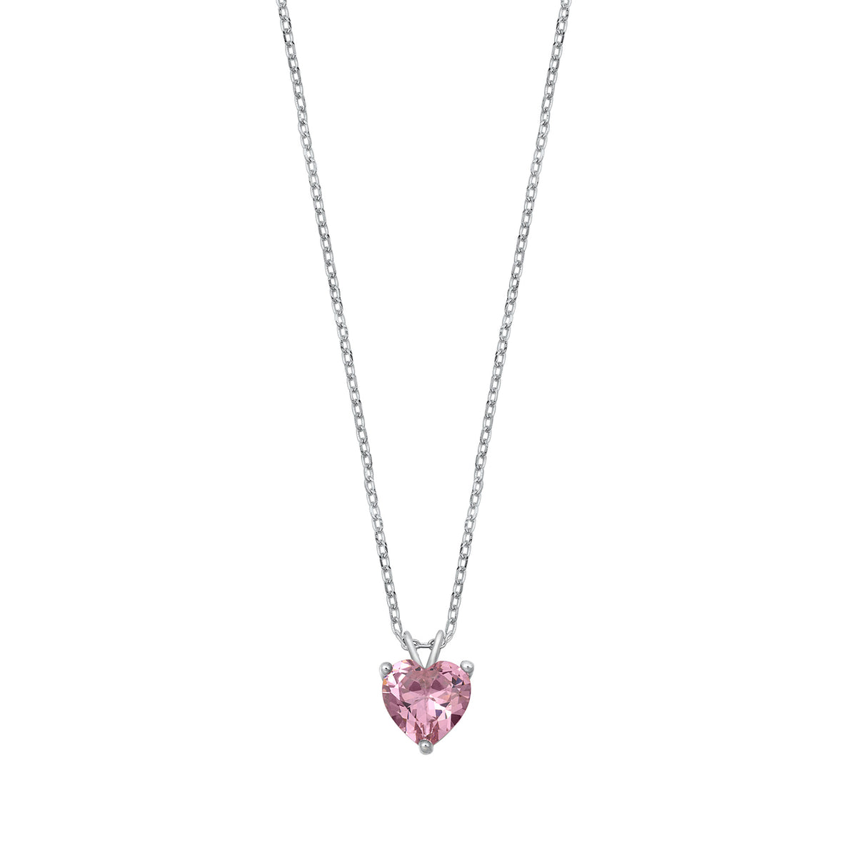 Silver CZ Necklace - Heart Solitaire