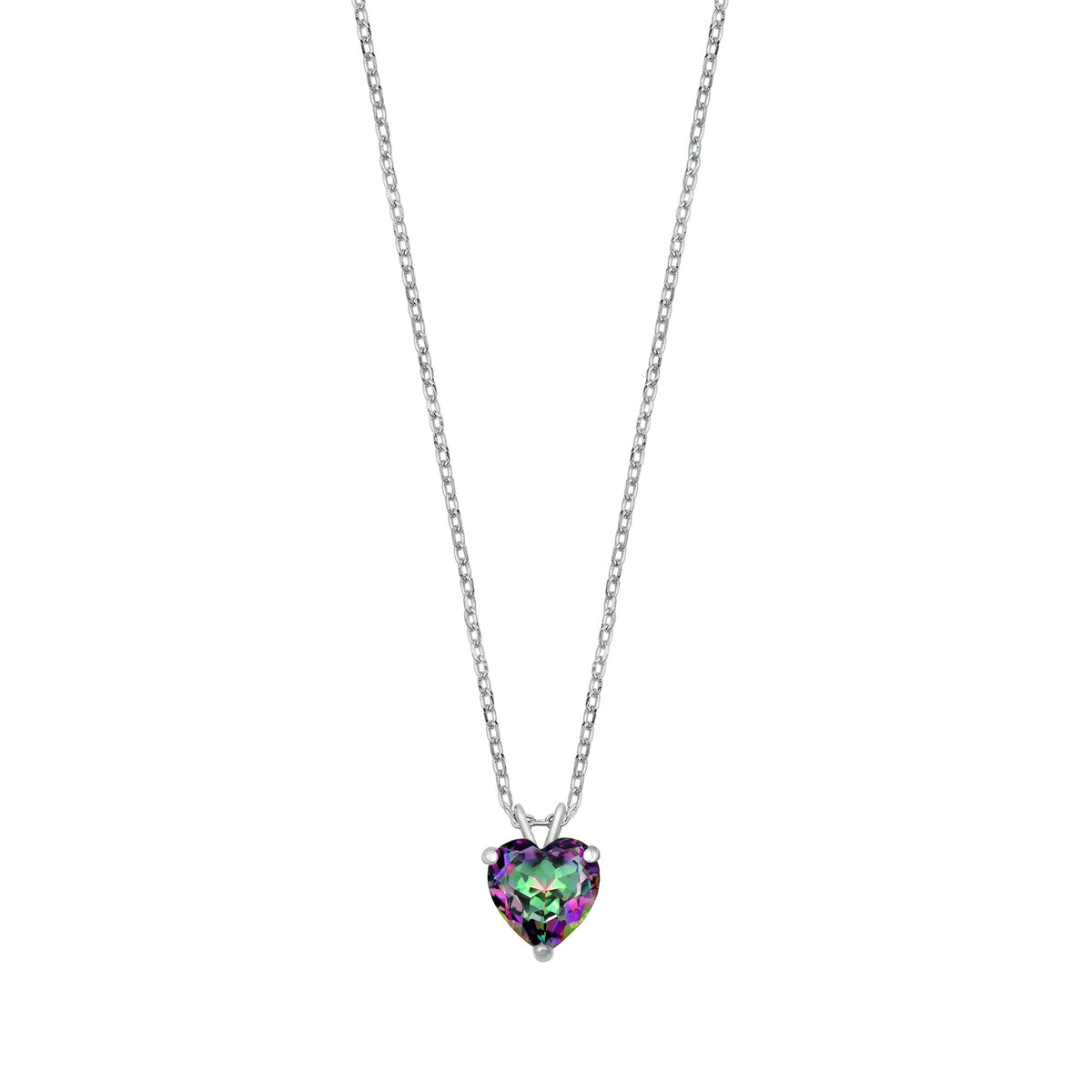 Silver CZ Necklace - Heart Solitaire