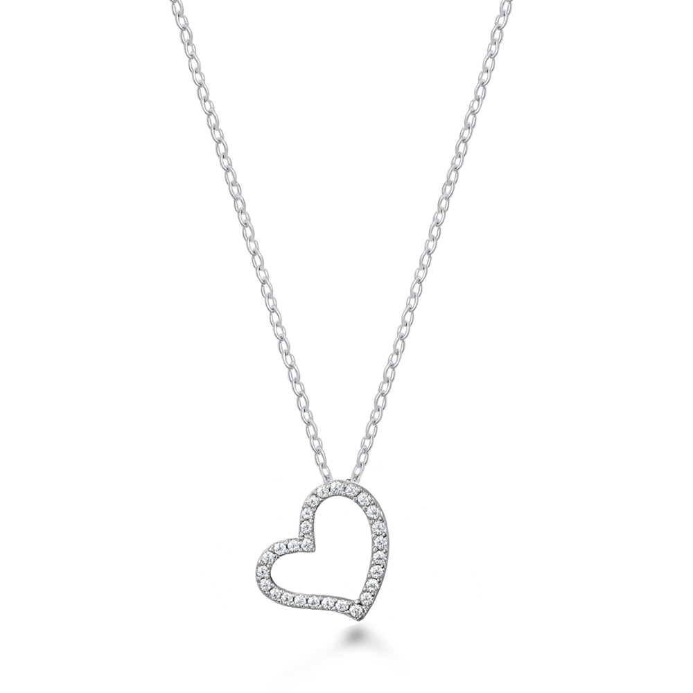 Silver CZ Necklace - Heart