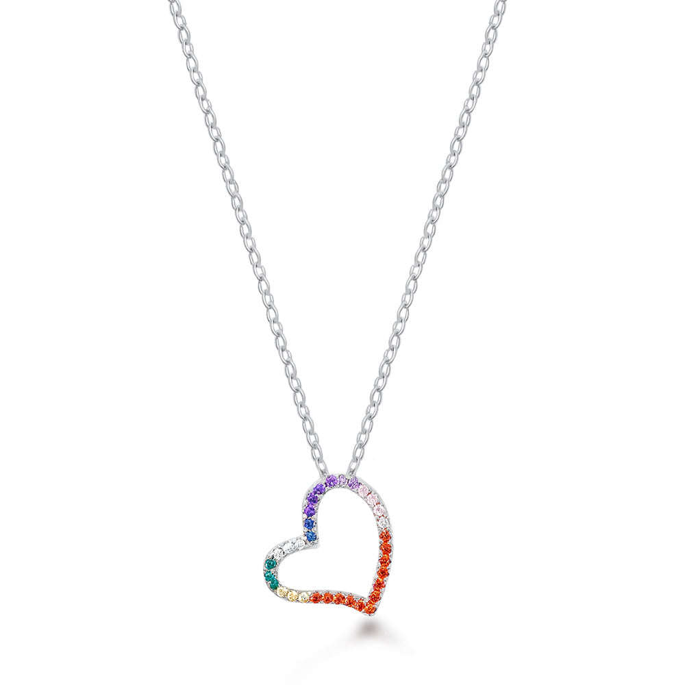 Silver CZ Necklace - Heart