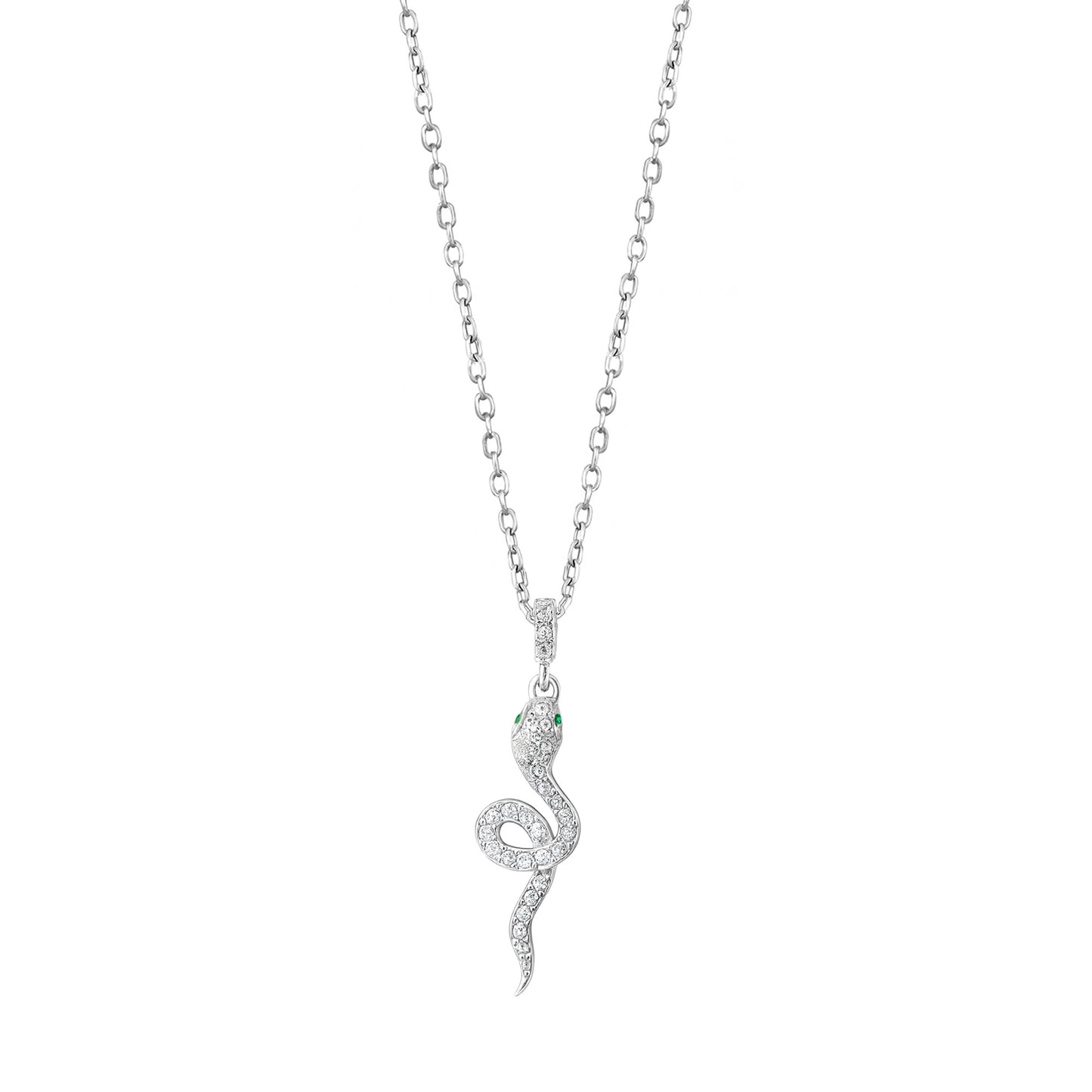 Silver CZ Necklace - Snake