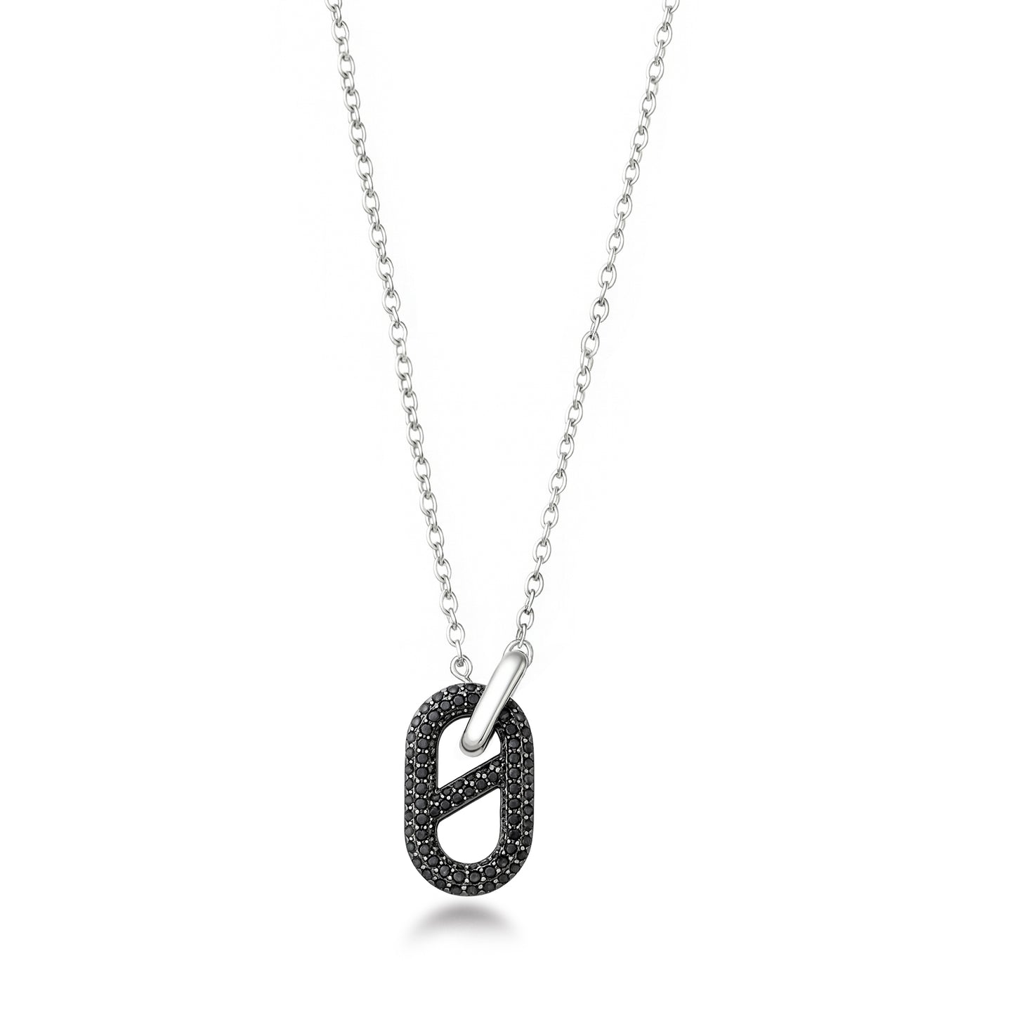 Silver CZ Necklace - Pave Paperclip