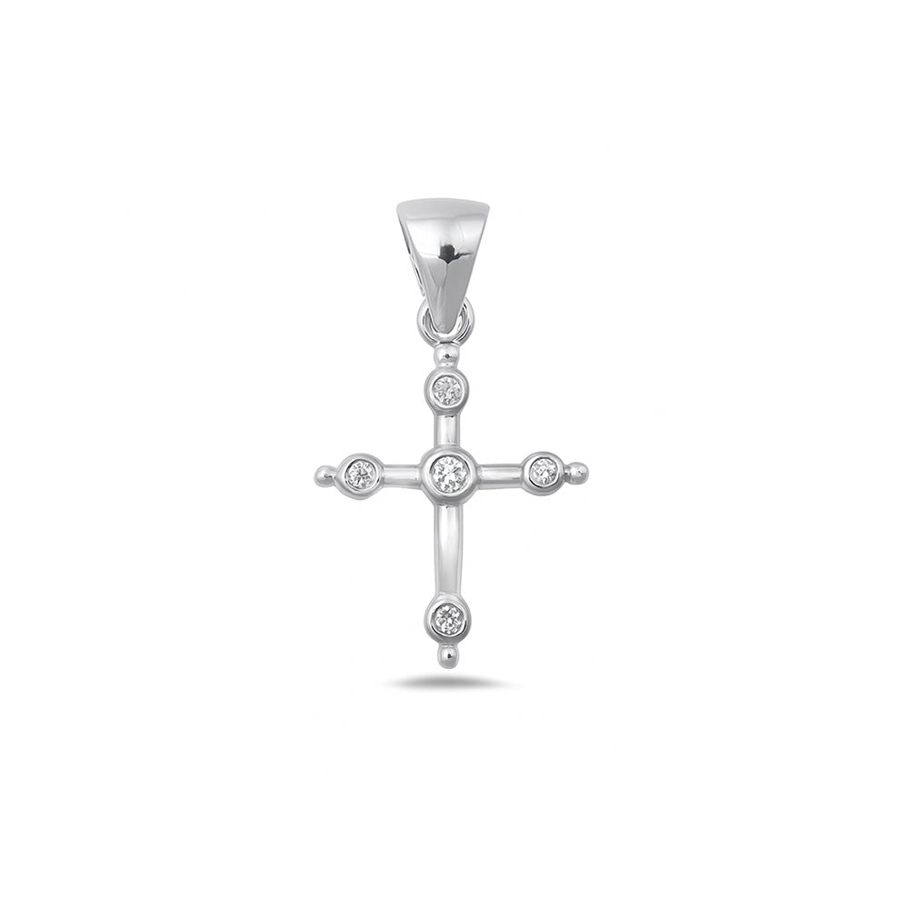 Silver Cross Pendant w/ CZ