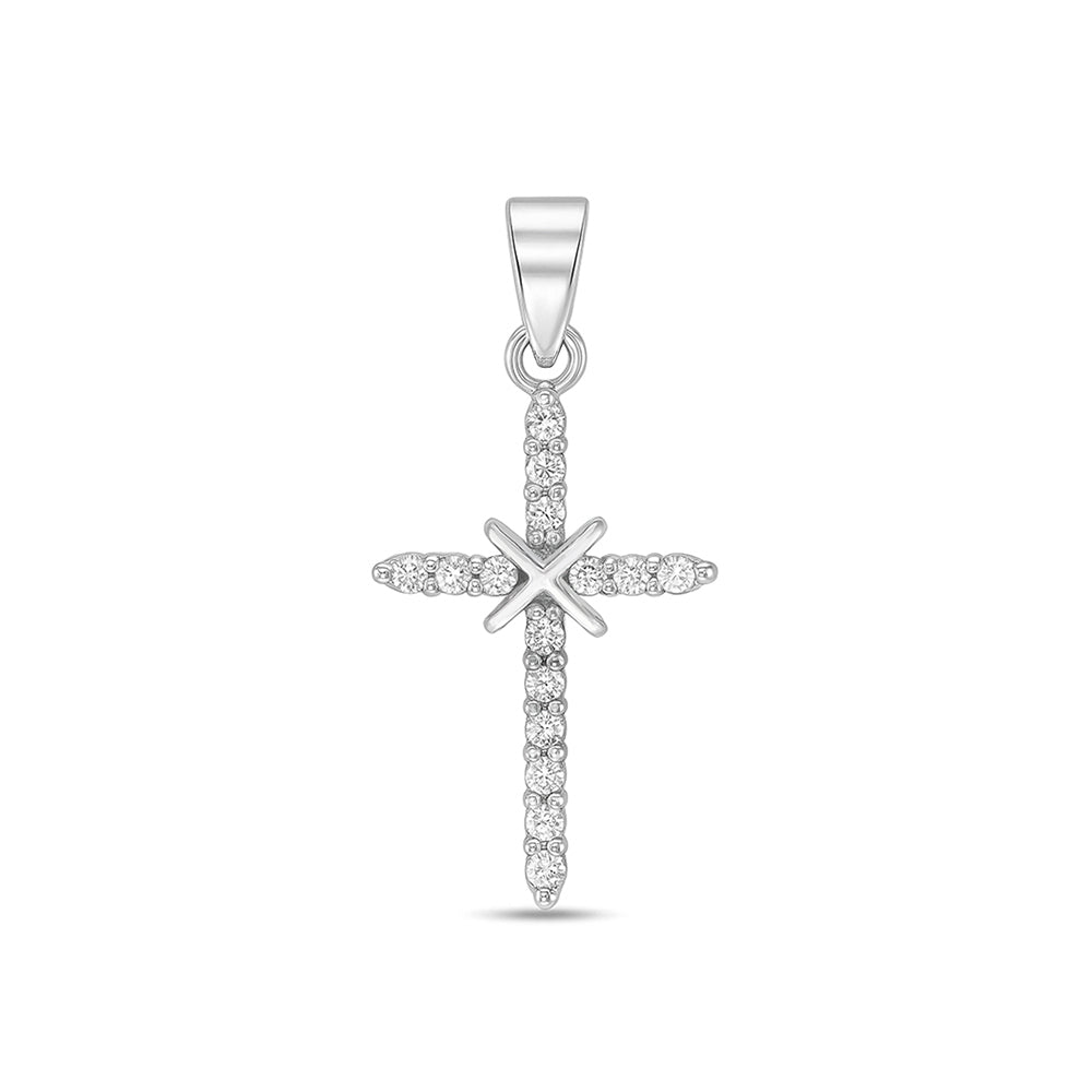 Silver Cross Pendant w/ CZ