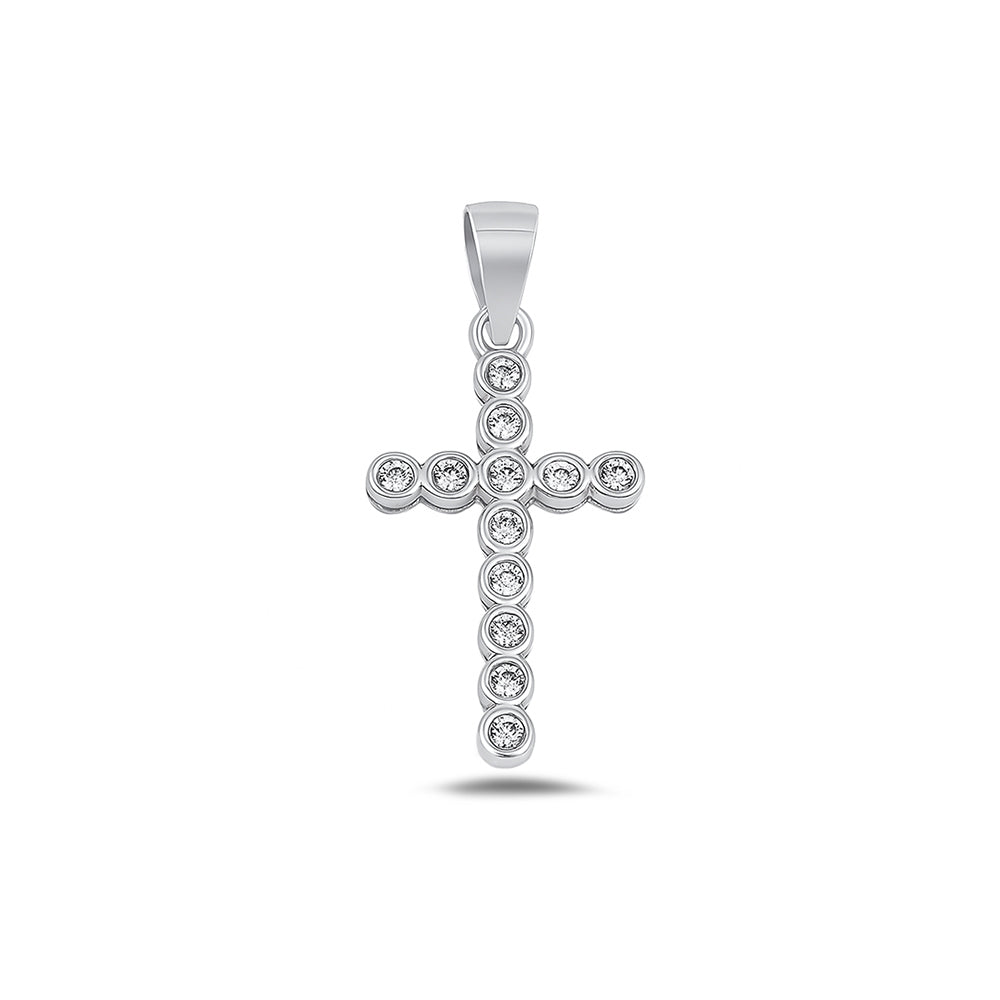 Silver Cross Pendant w/ CZ