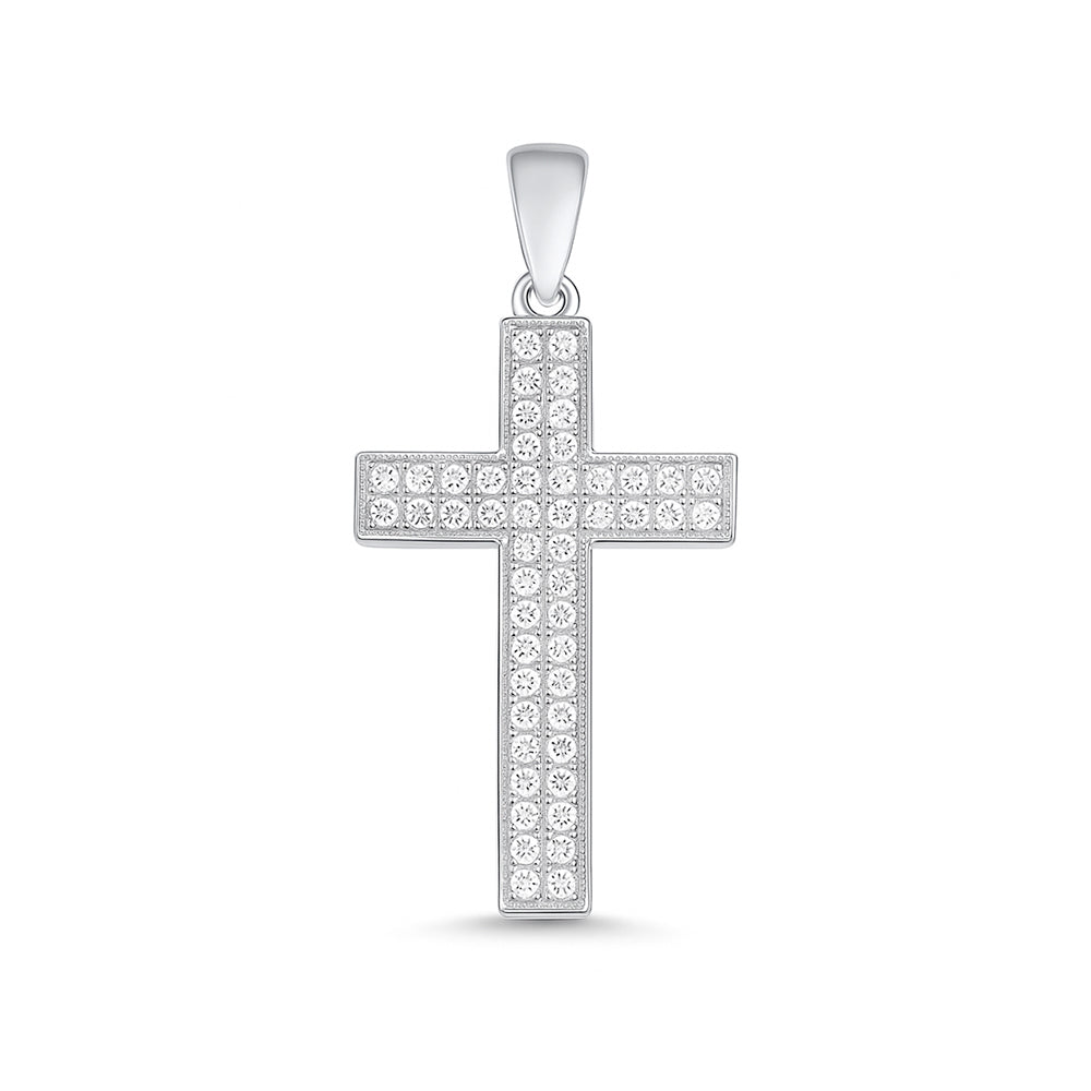 Silver Cross Pendant w/ CZ