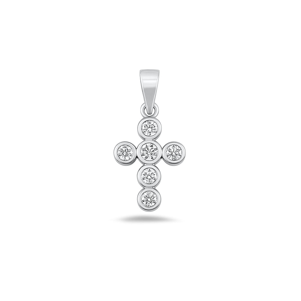 Silver Cross Pendant w/ CZ