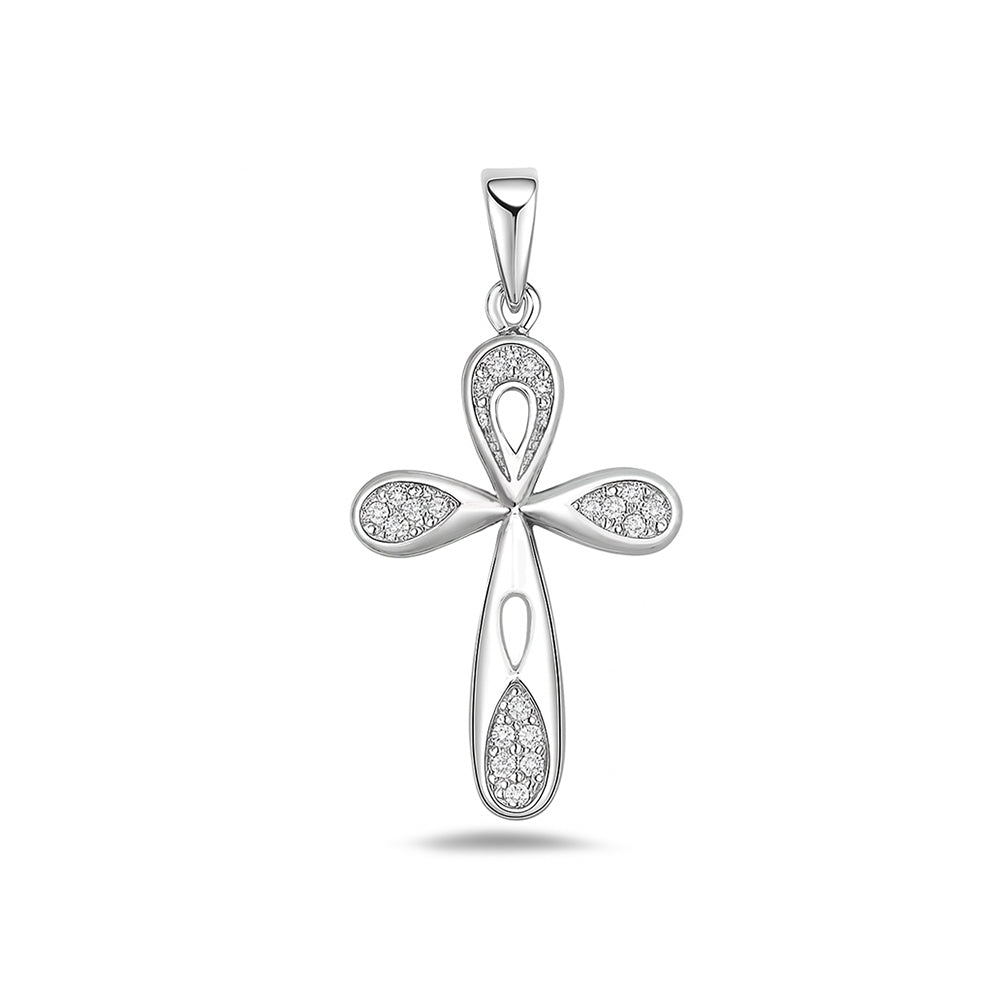 Silver Cross Pendant w/ CZ