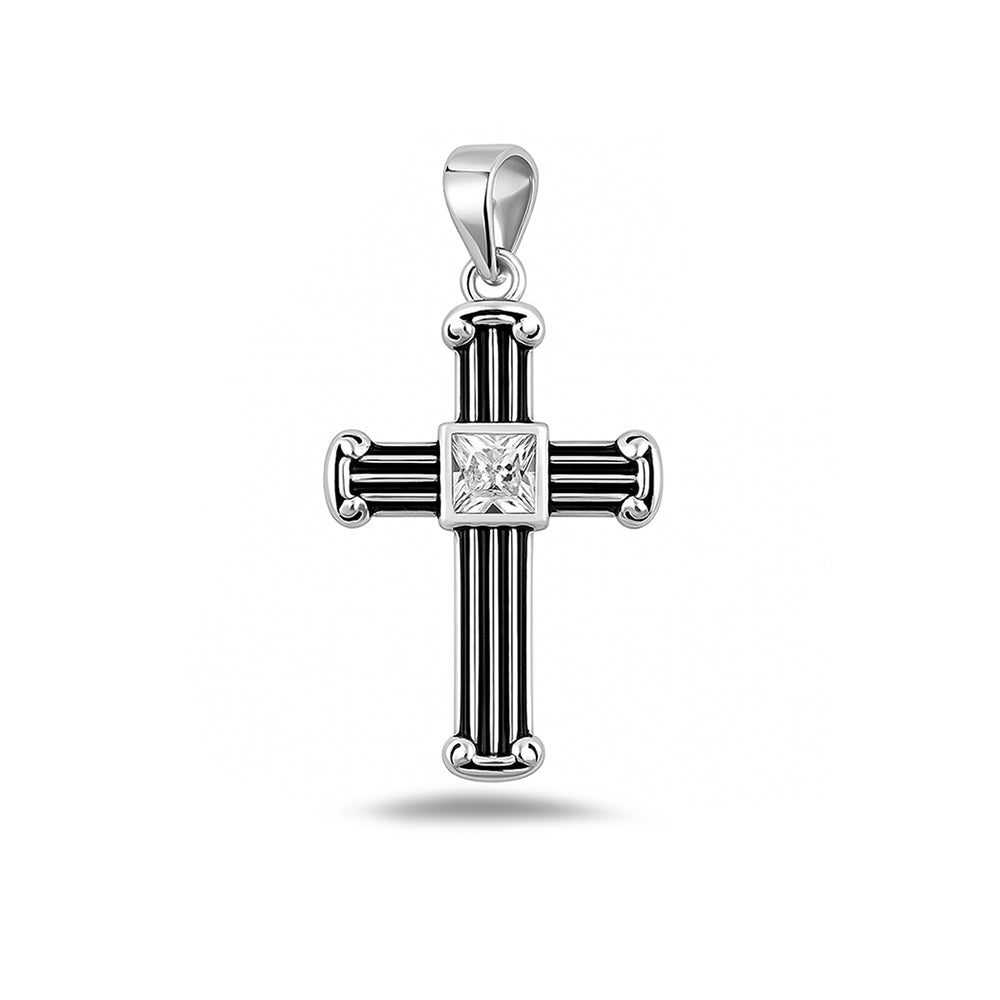 Silver Cross Pendant w/ CZ