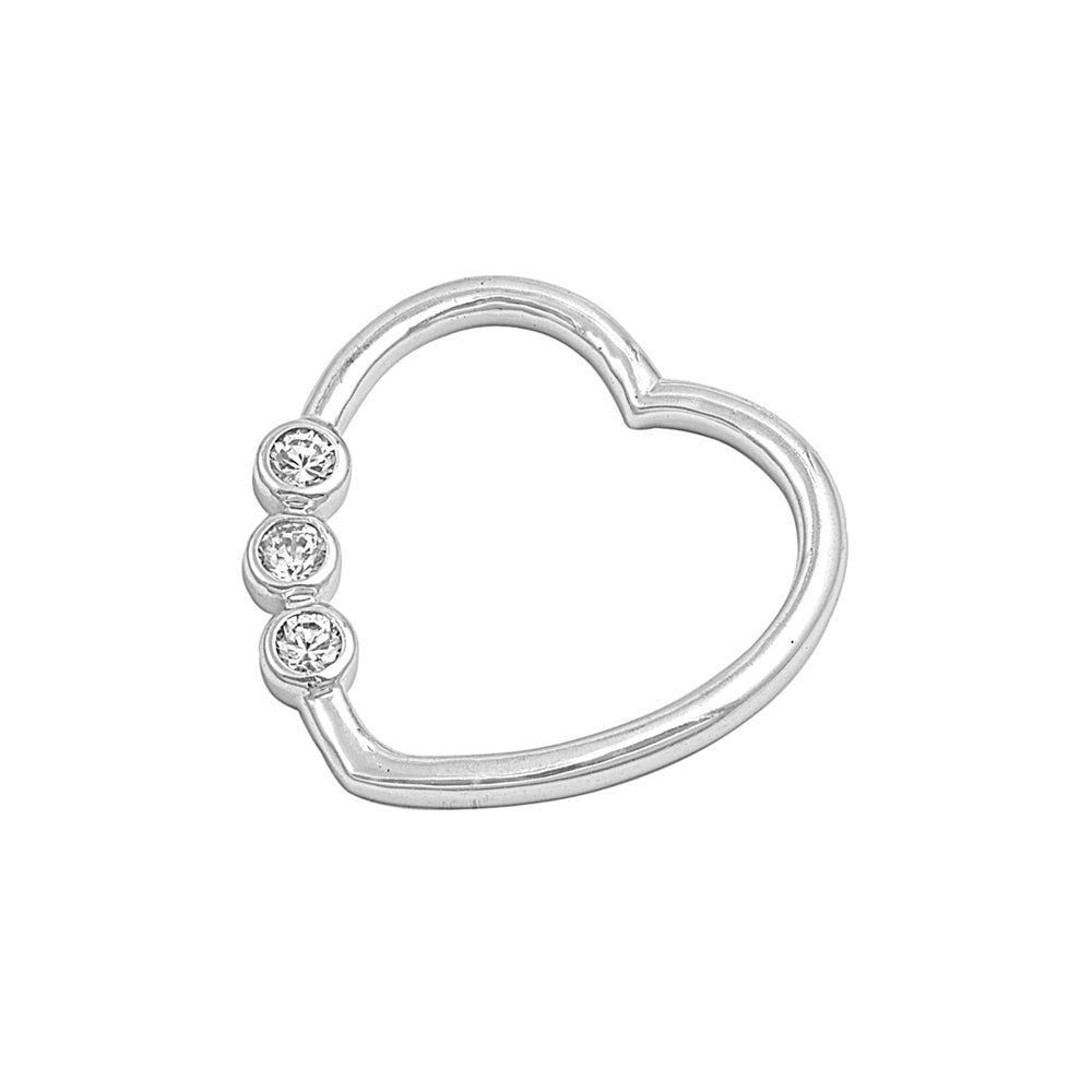 Silver CZ Pendant - Heart