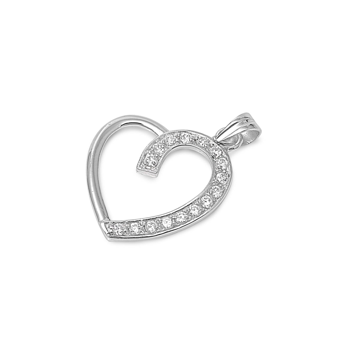 Silver Pendant W/ CZ - Heart