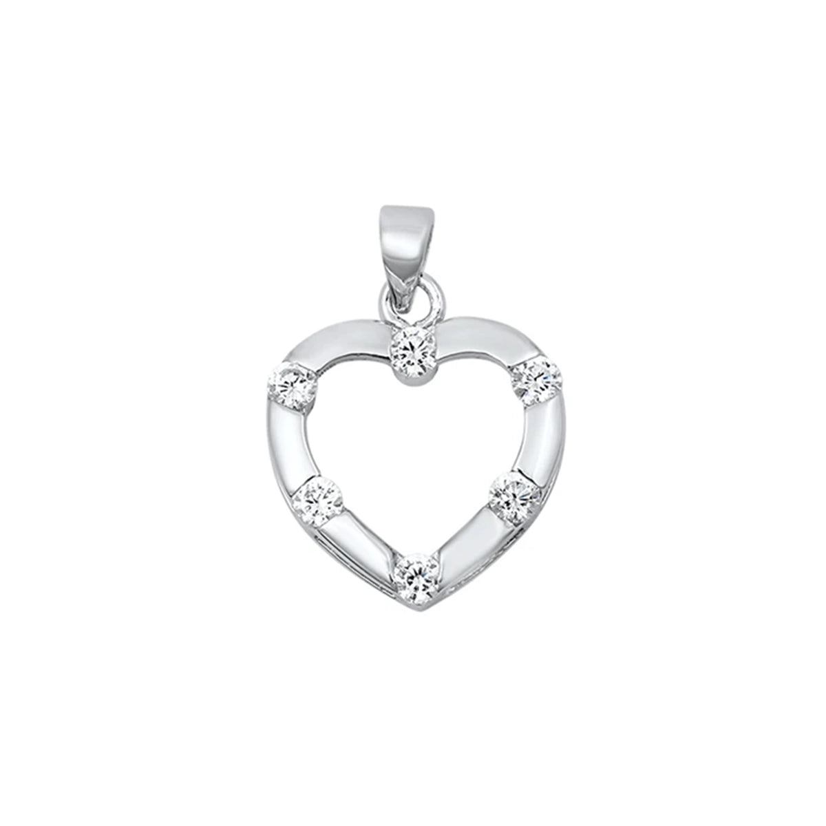 Silver Heart Pendant W/ CZ