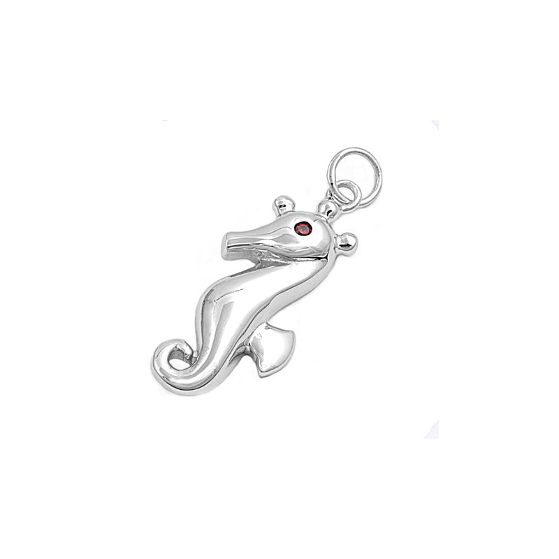 Silver Pendant W/ CZ - Sea Horse
