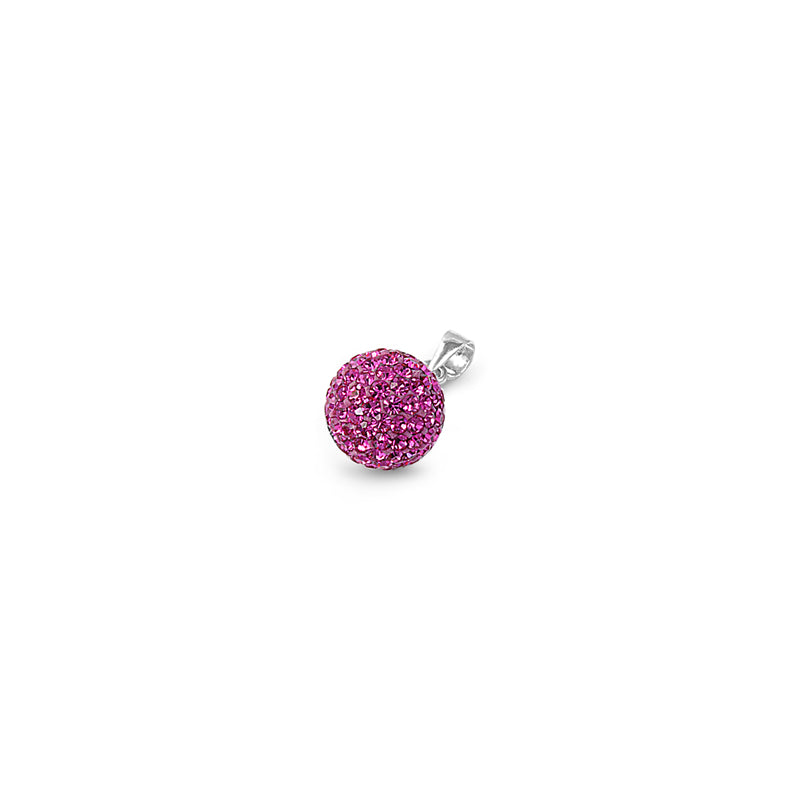 Silver Pendant W/Rose Pink Crystal