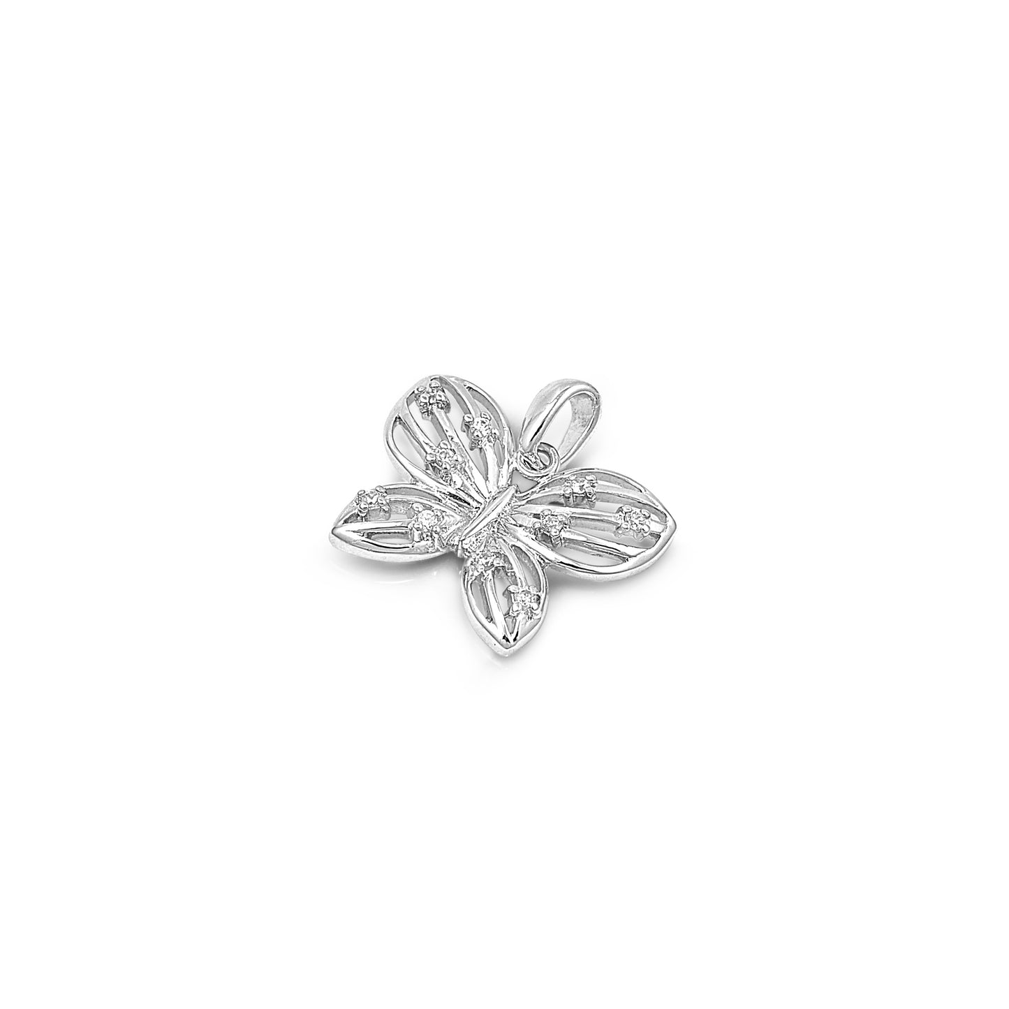 Silver Pendant W/ CZ - Butterfly