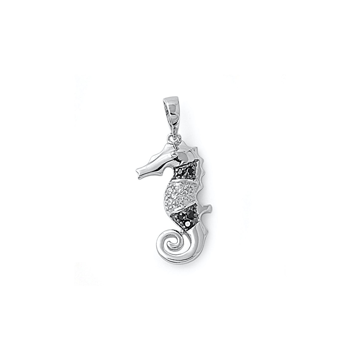 Silver Pendant W/ CZ - Seahorse