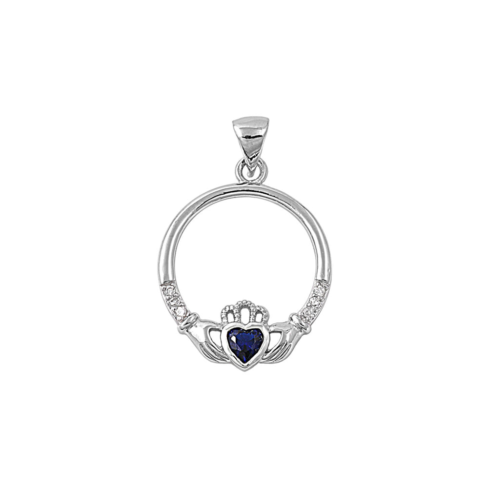 Silver Pendant W/ CZ - Claddagh