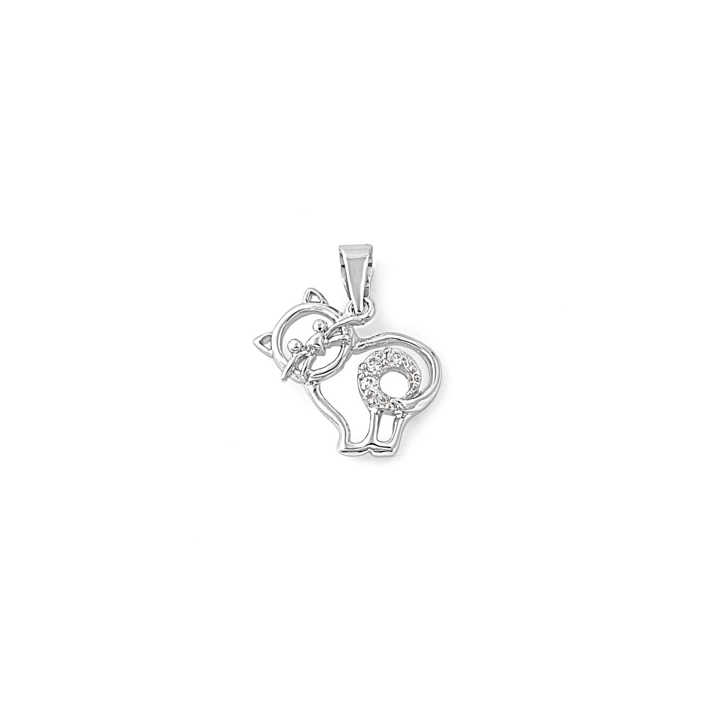 Silver Pendant W/ CZ - Cat