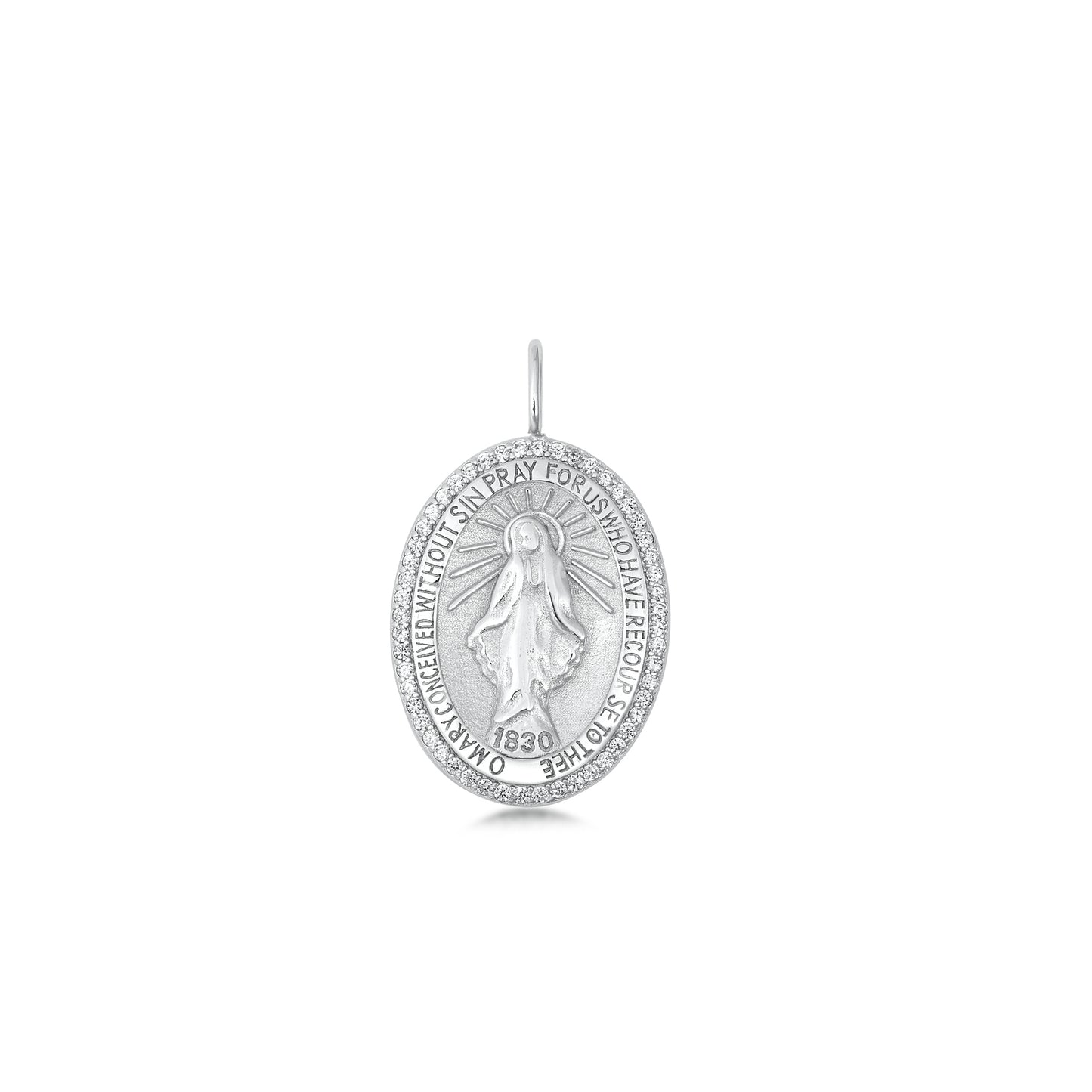 Silver CZ Pendant - Mother Mary