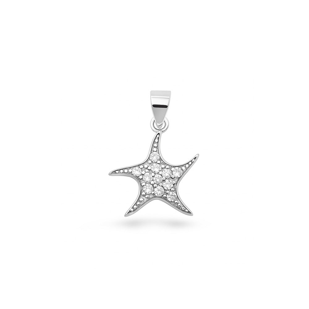 Silver CZ Pendant - Starfish