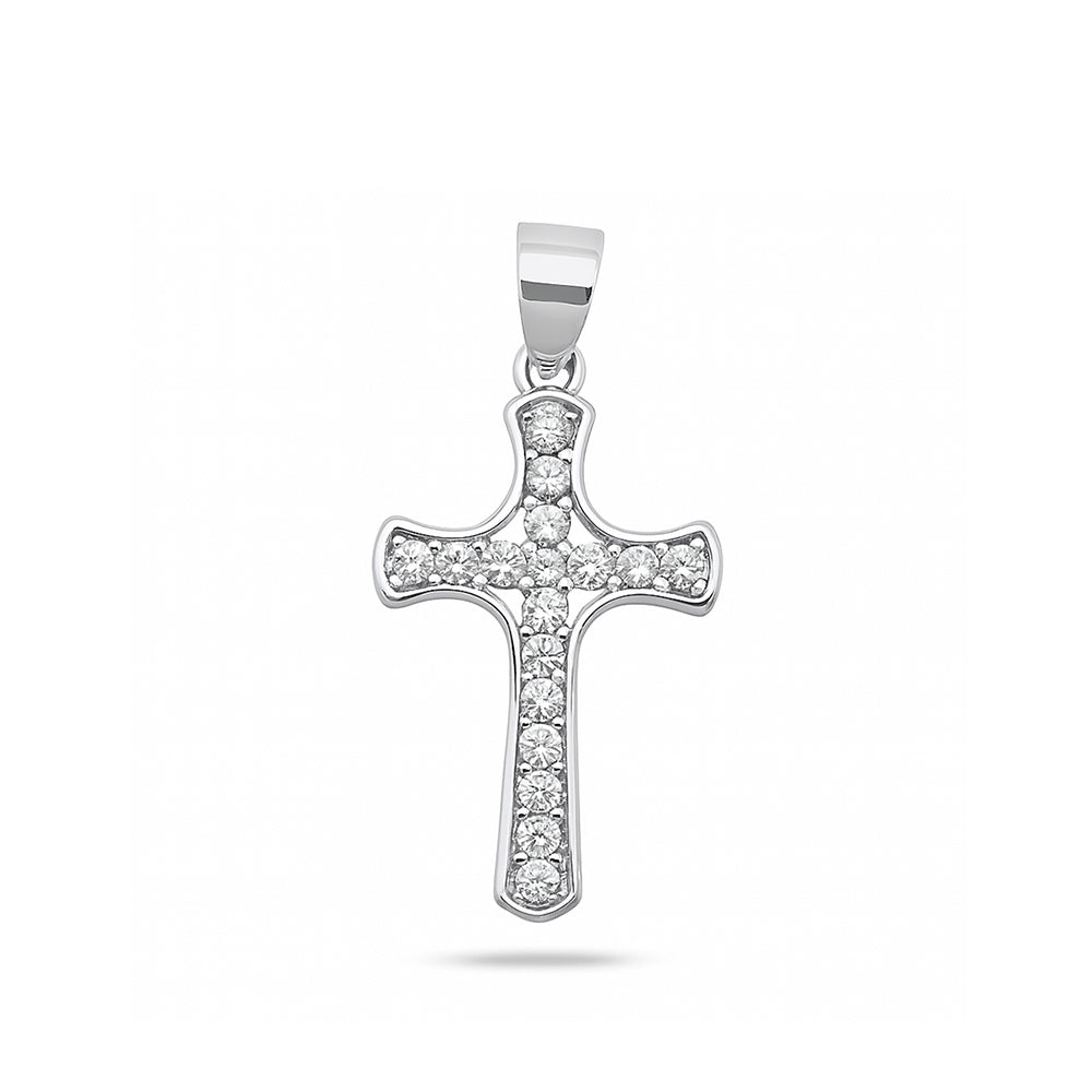 Silver CZ Pendant - Cross