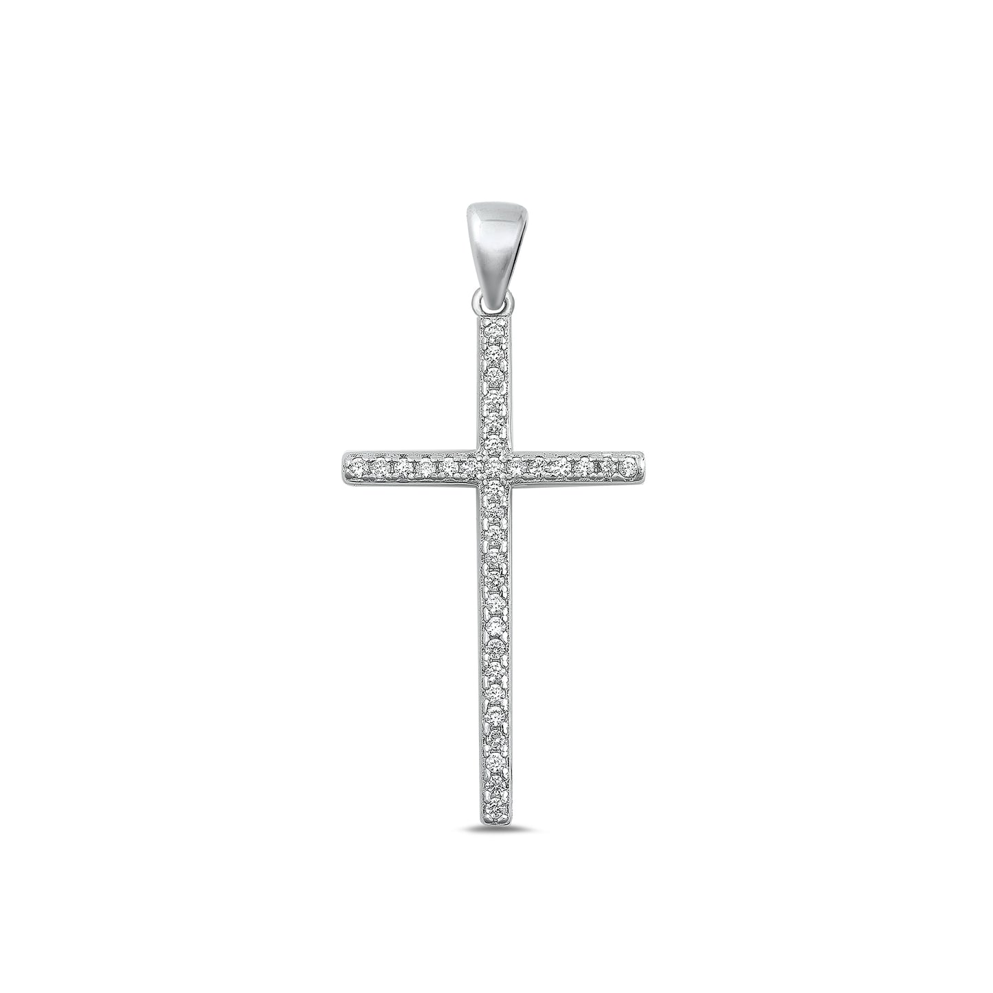 Silver CZ Pendant - Cross