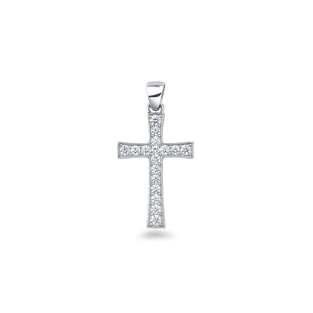 Silver CZ Pendant - Cross