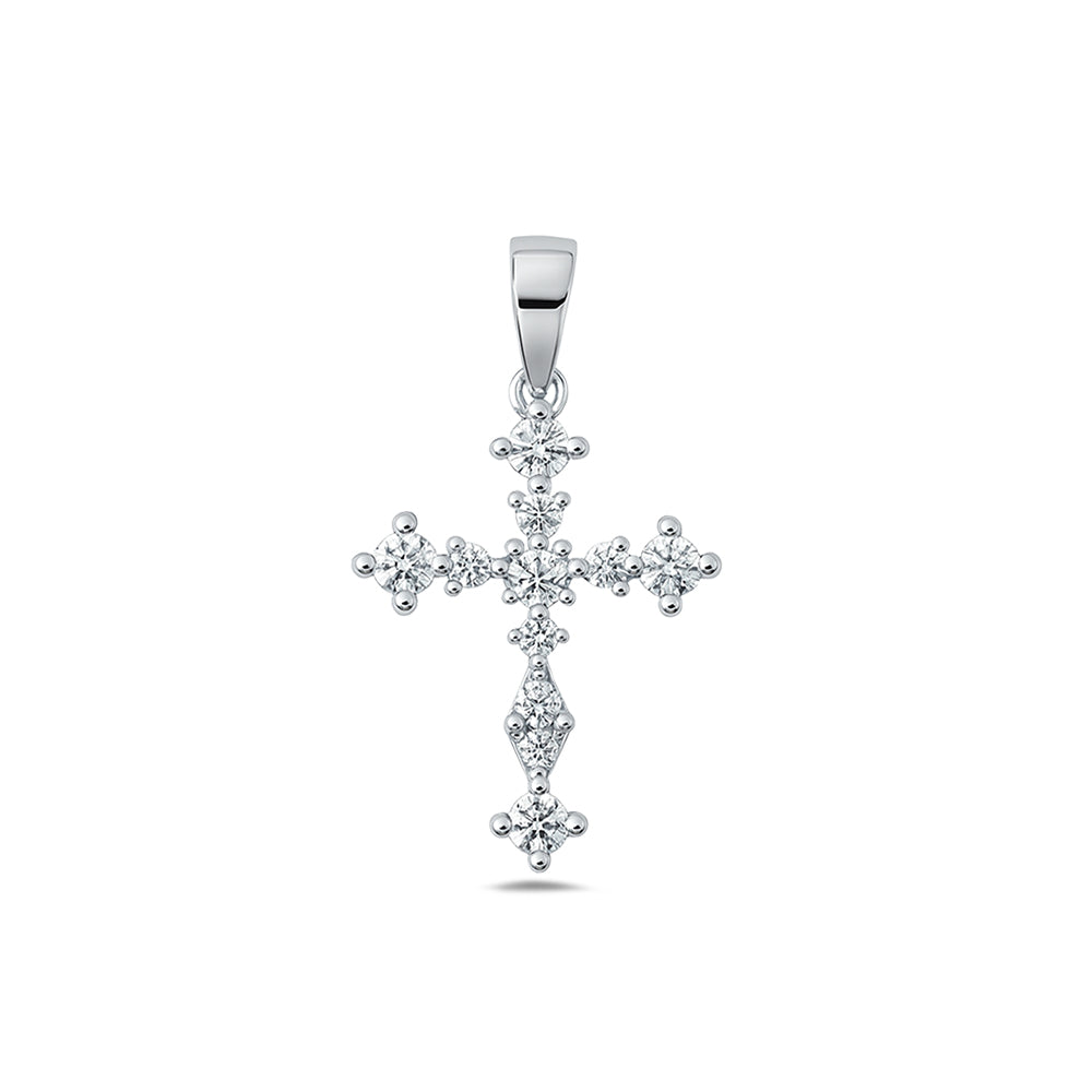 Silver CZ Pendant - Cross