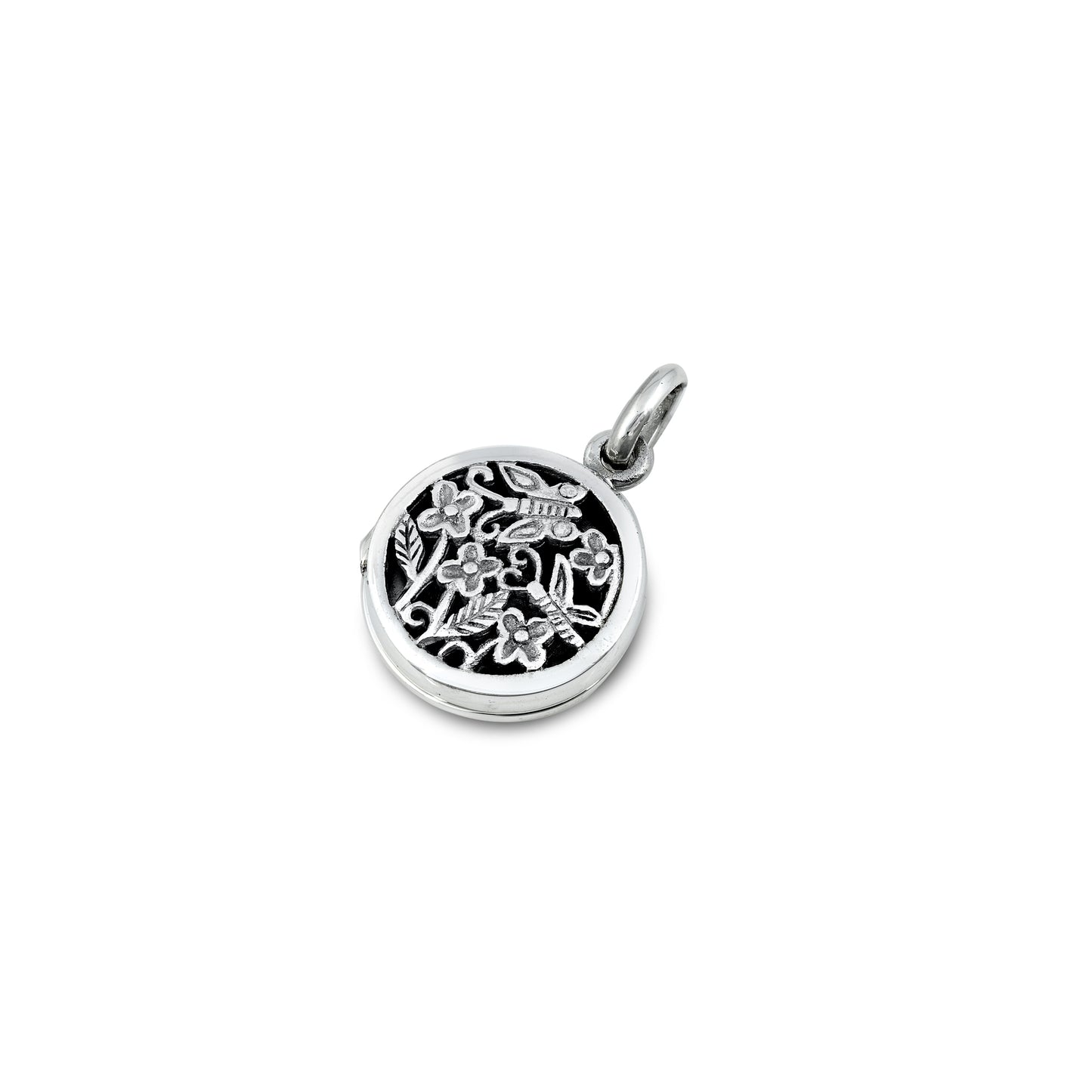 Silver Locket - Flowers & Butterfly