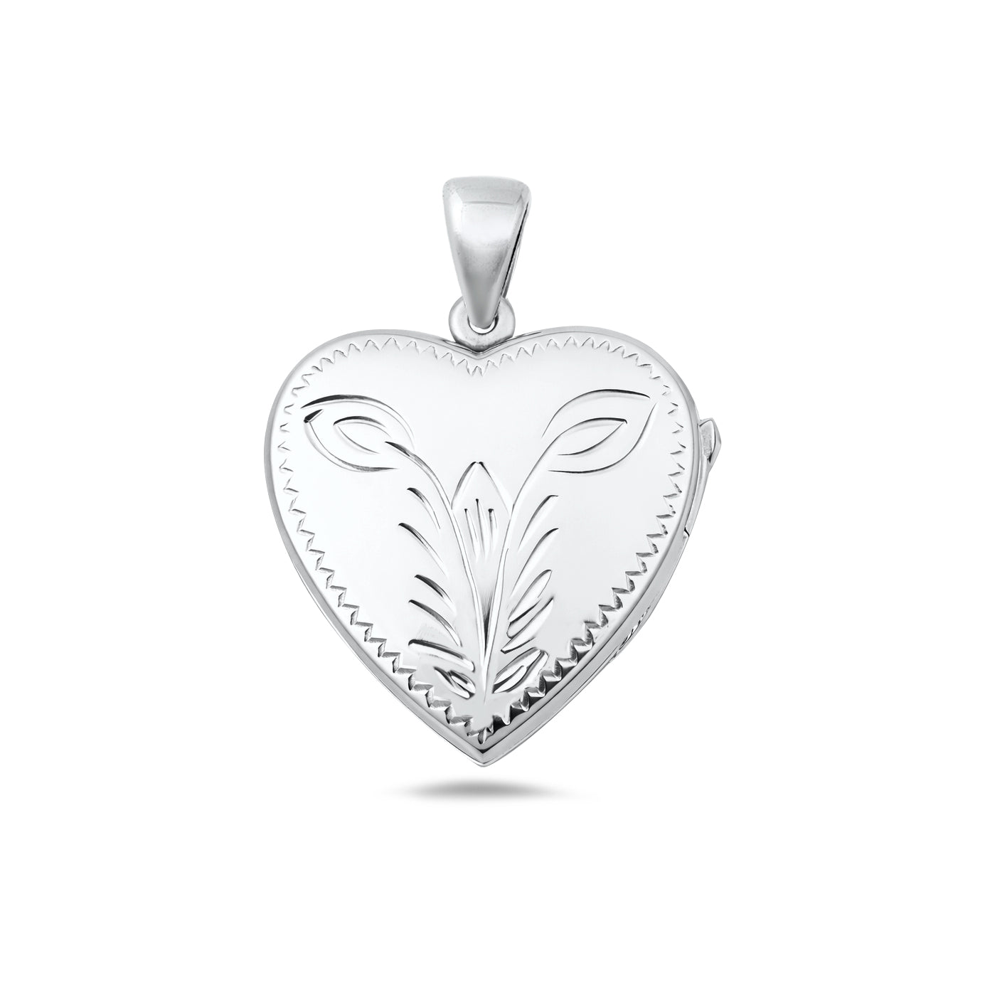 Silver Engraved Heart Locket
