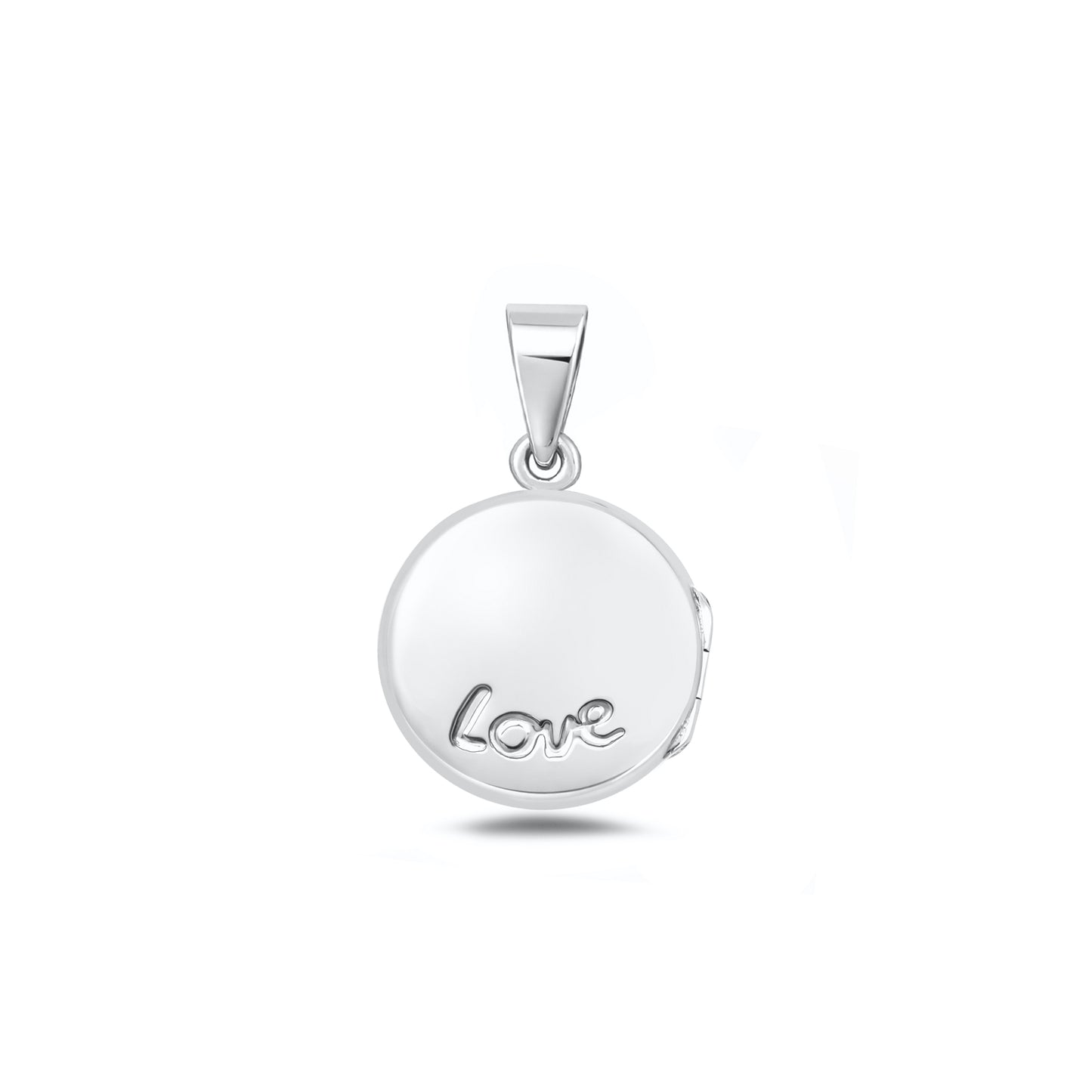 Silver Engraved Locket Pendant - Love