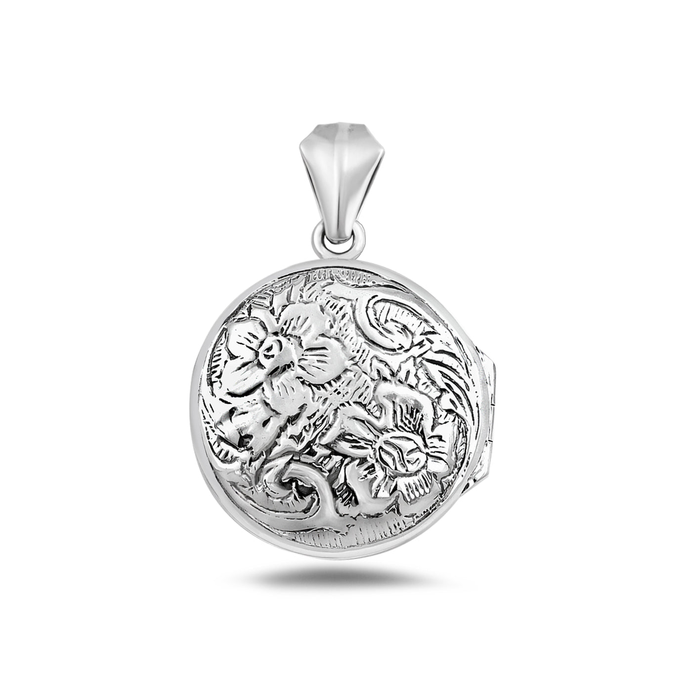 Silver Locket - Flowers