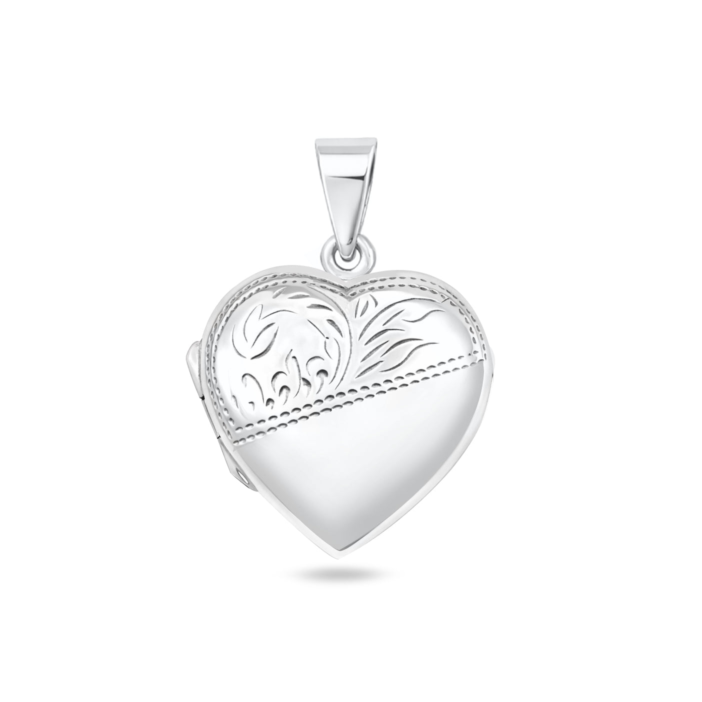 Silver Engraved Heart Locket