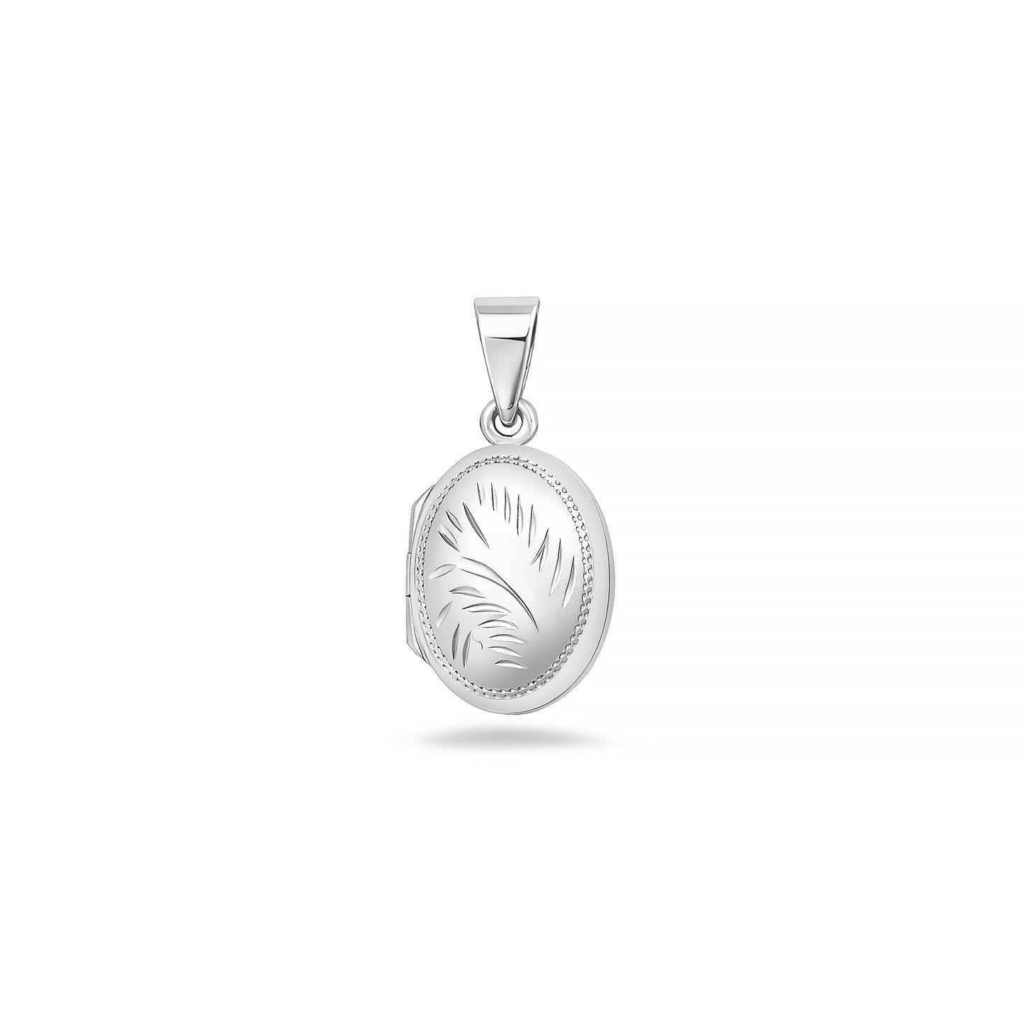 Silver Engraved Oval Locket